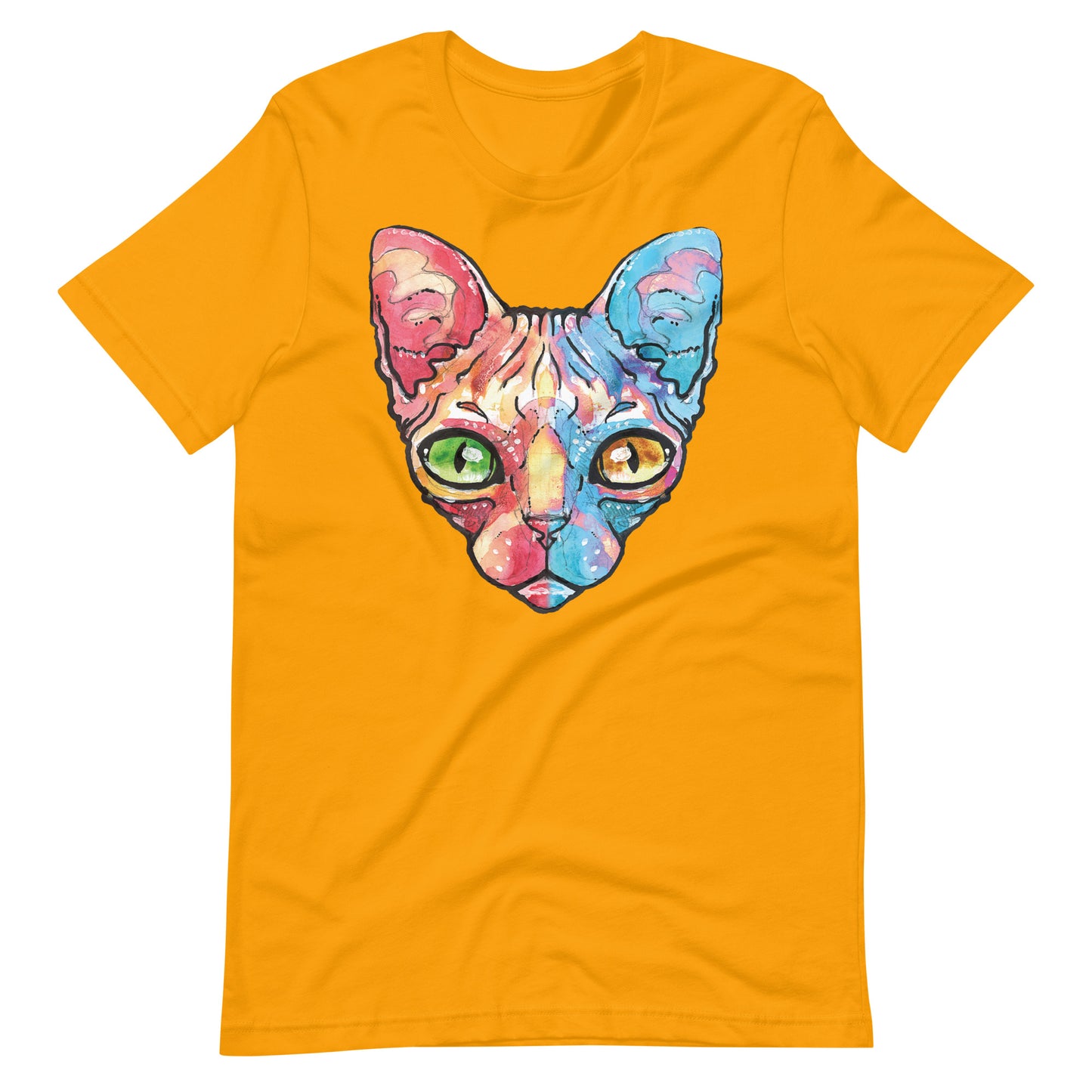 Printagon - Sphynx Cat - Unisex T-shirt - Gold / S