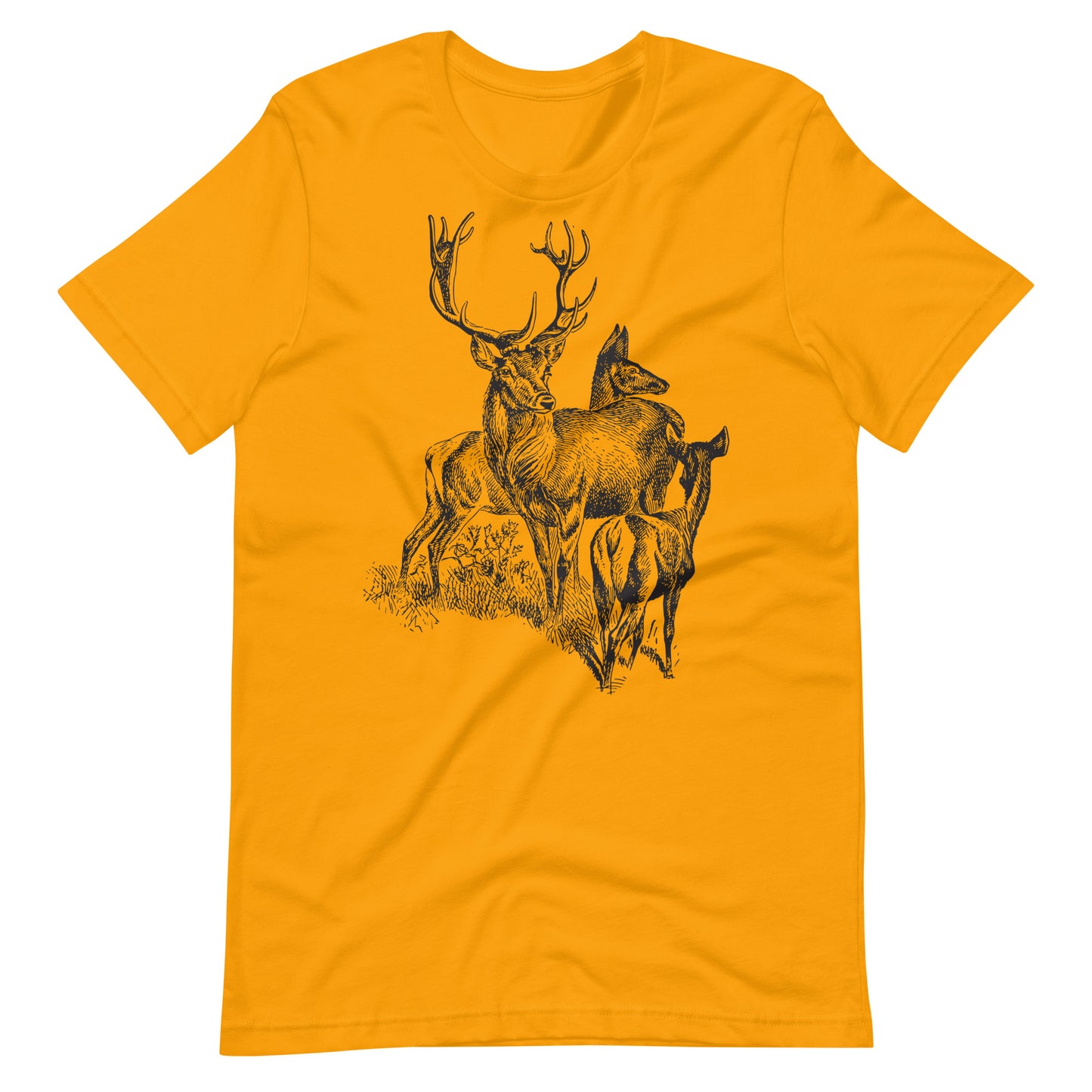 Printagon - Deer and Friends - Unisex T-shirt - Gold / S