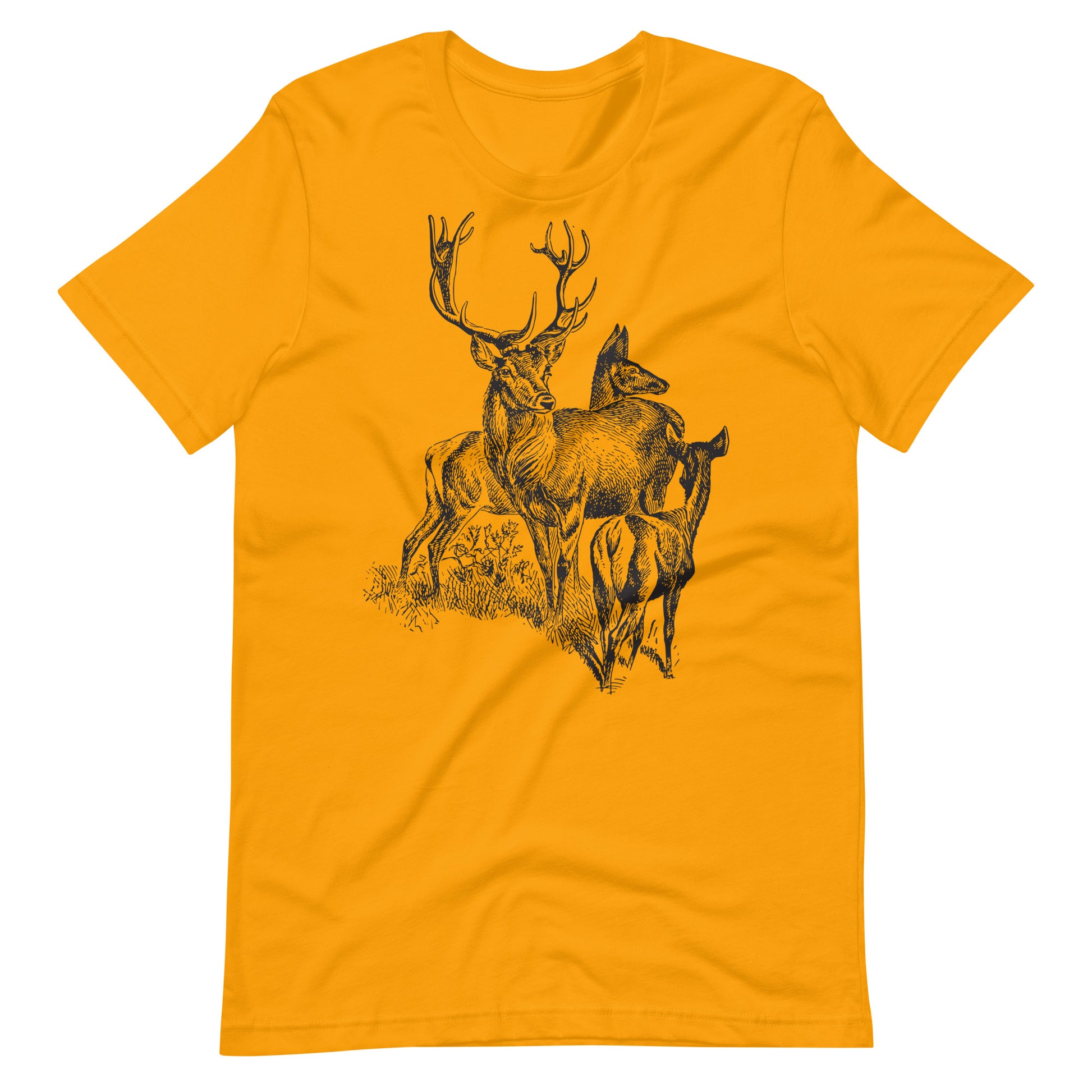 Printagon - Deer and Friends - Unisex T-shirt - Gold / S