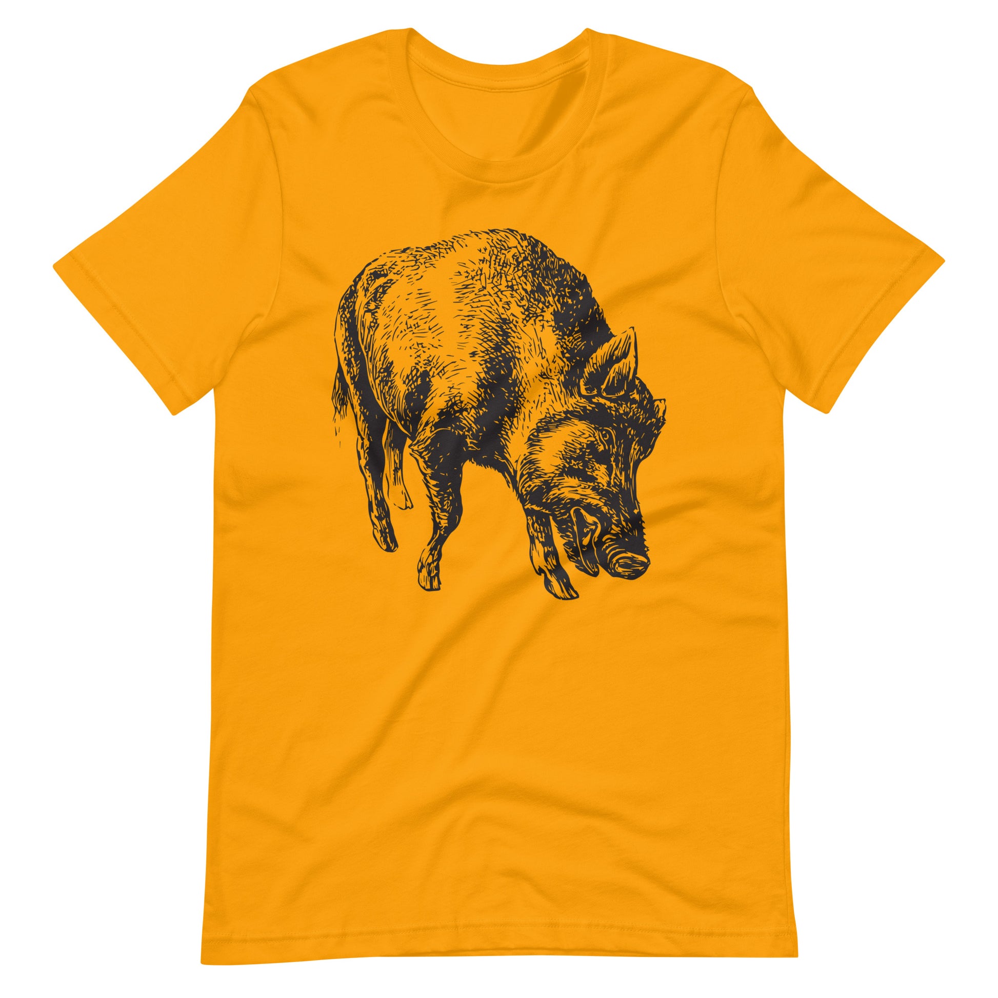 Printagon - Wild Boar - Unisex T-shirt - Gold / S