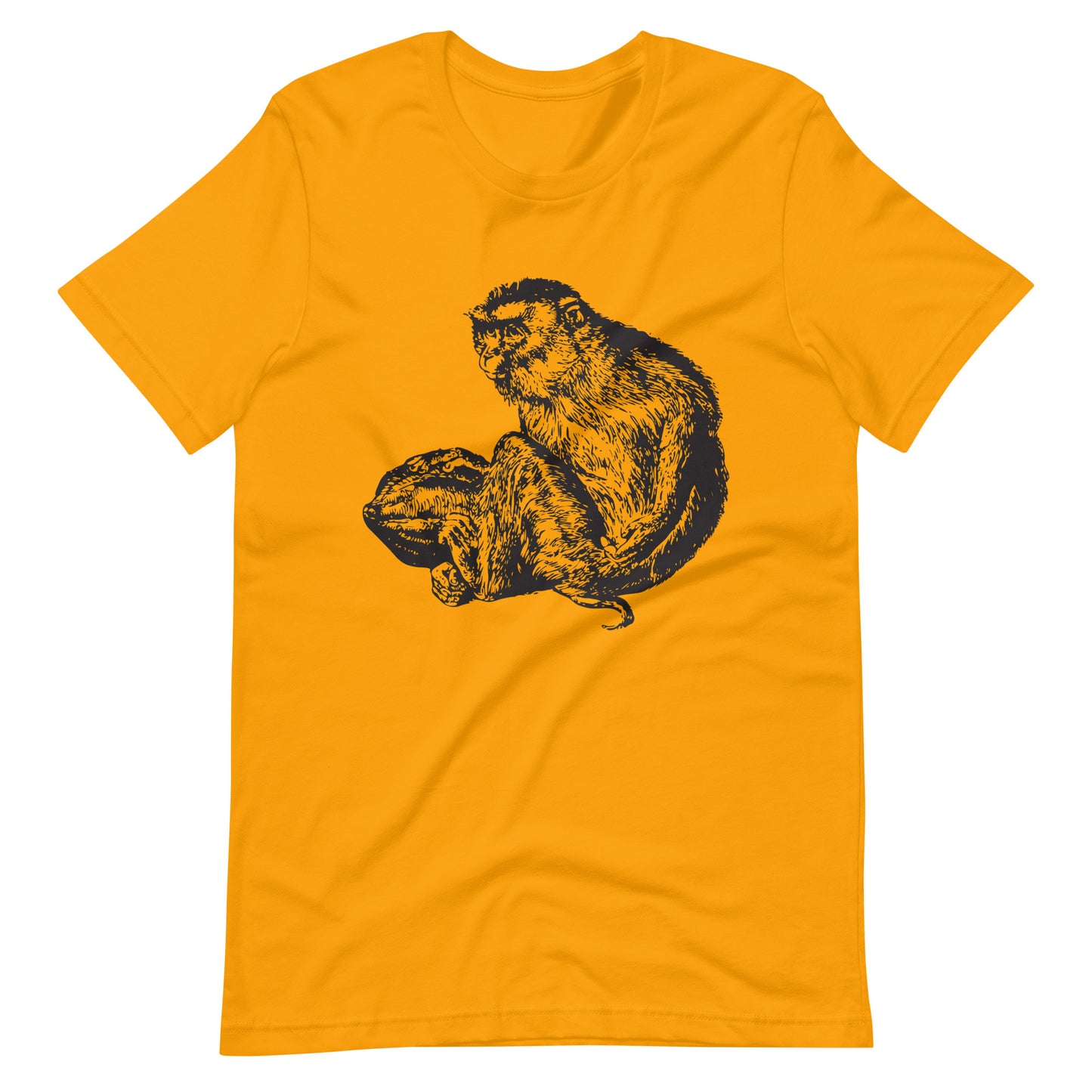 Printagon - Monkey 002 - Unisex T-shirt - Gold / S