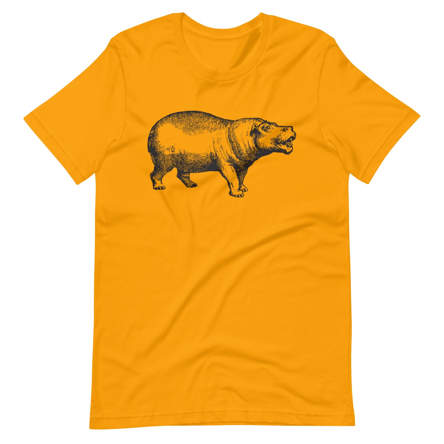 Printagon - Hippopotamus - Unisex T-shirt - Gold / S