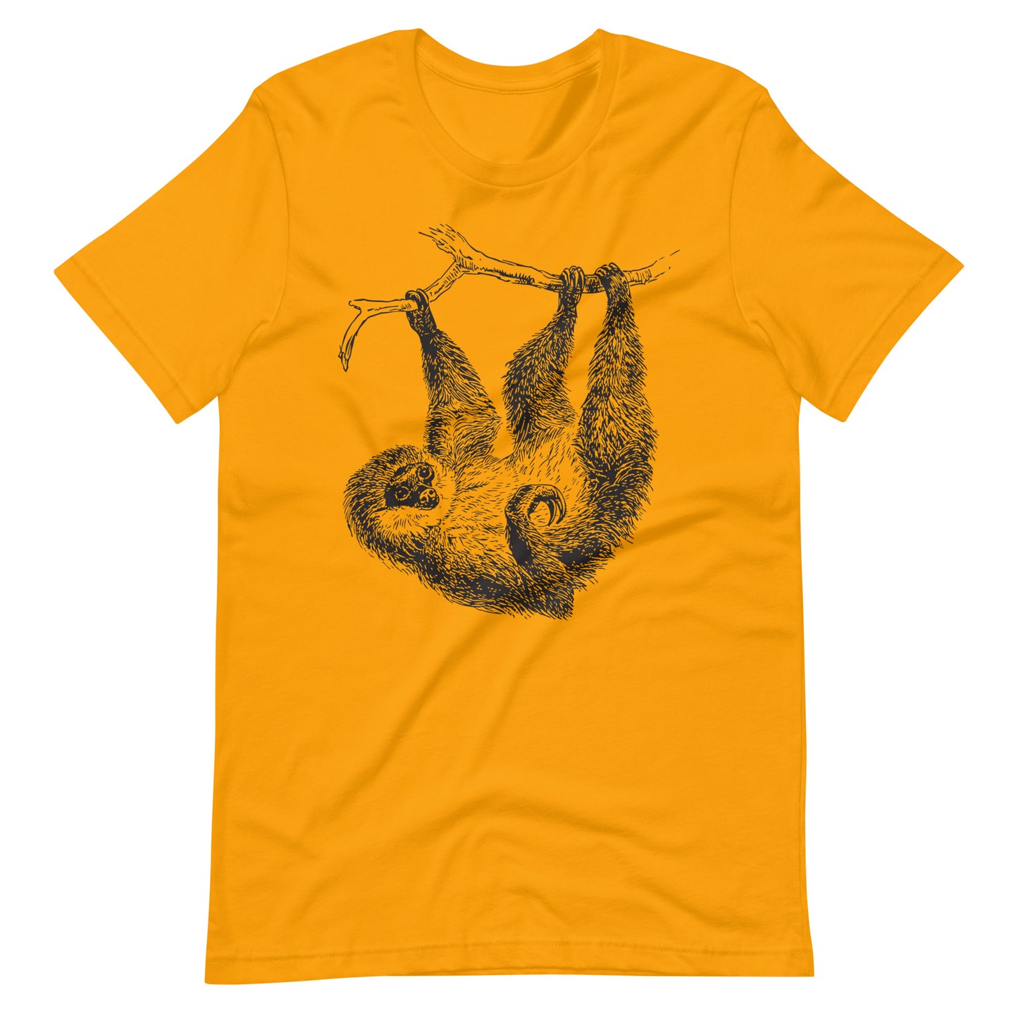 Printagon - Sloth - Unisex T-shirt - Gold / S