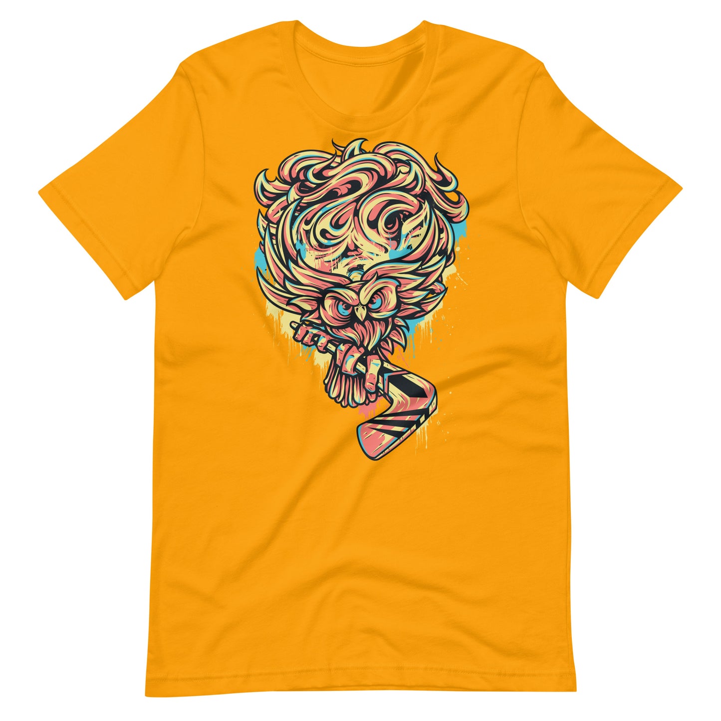 Printagon - Owl - Unisex T-shirt - Gold / S