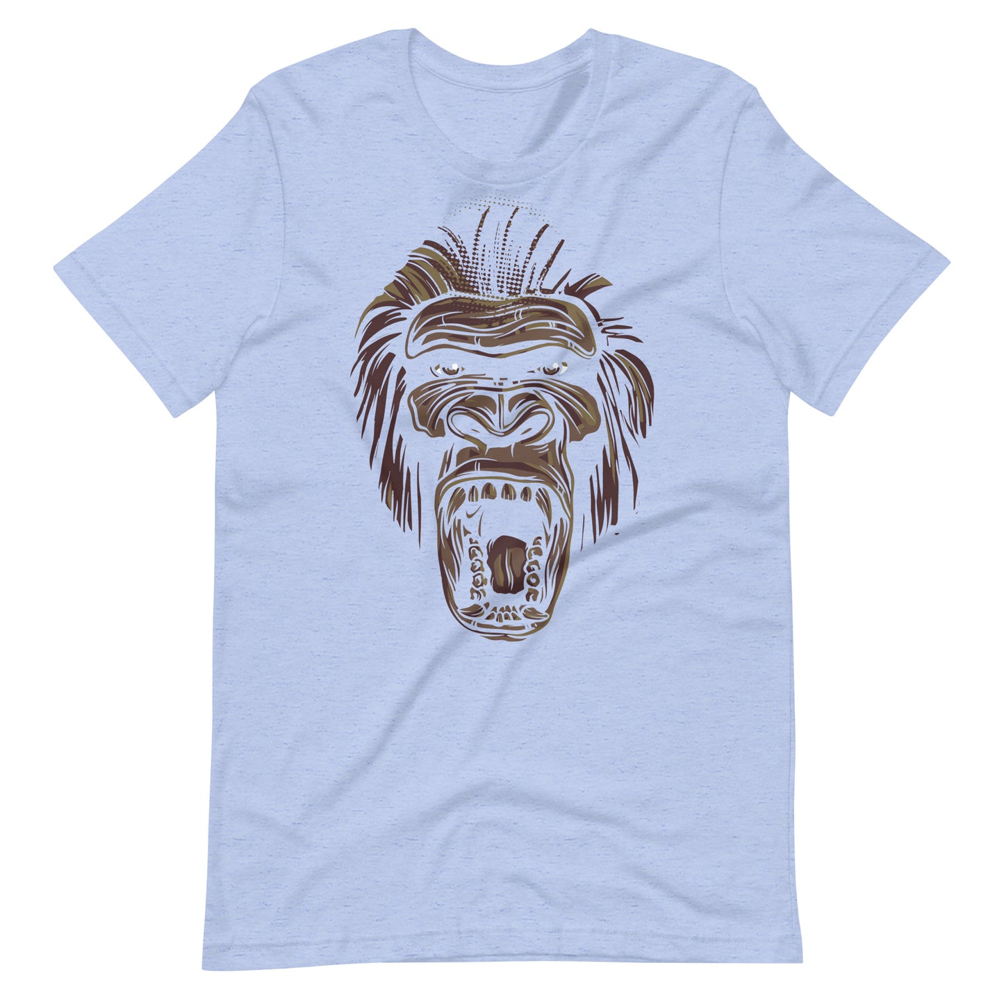 Printagon - Chimp Screaming - Unisex T-shirt - Heather Blue / S