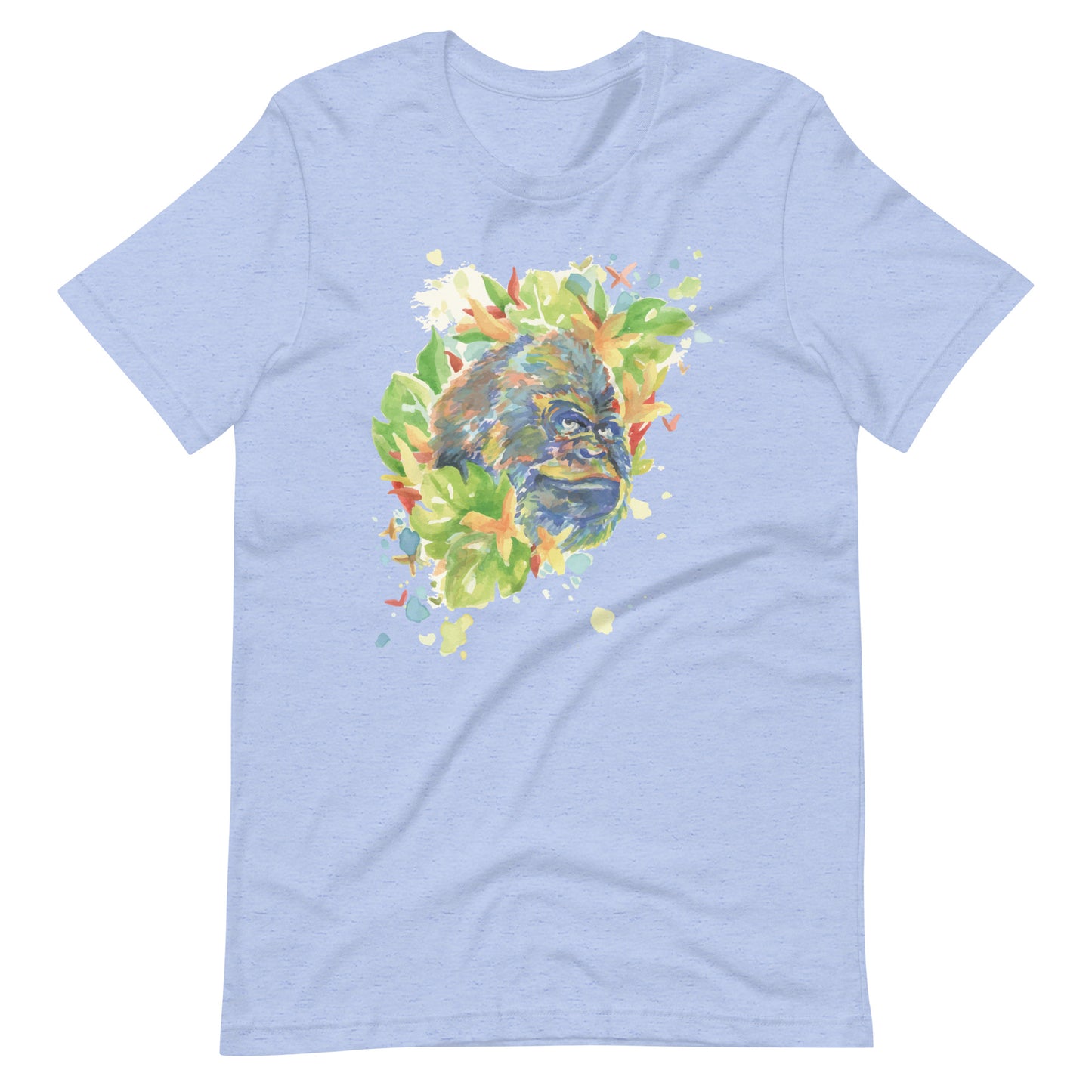 Printagon - Colorful Gorilla - Unisex T-shirt - Heather Blue / S