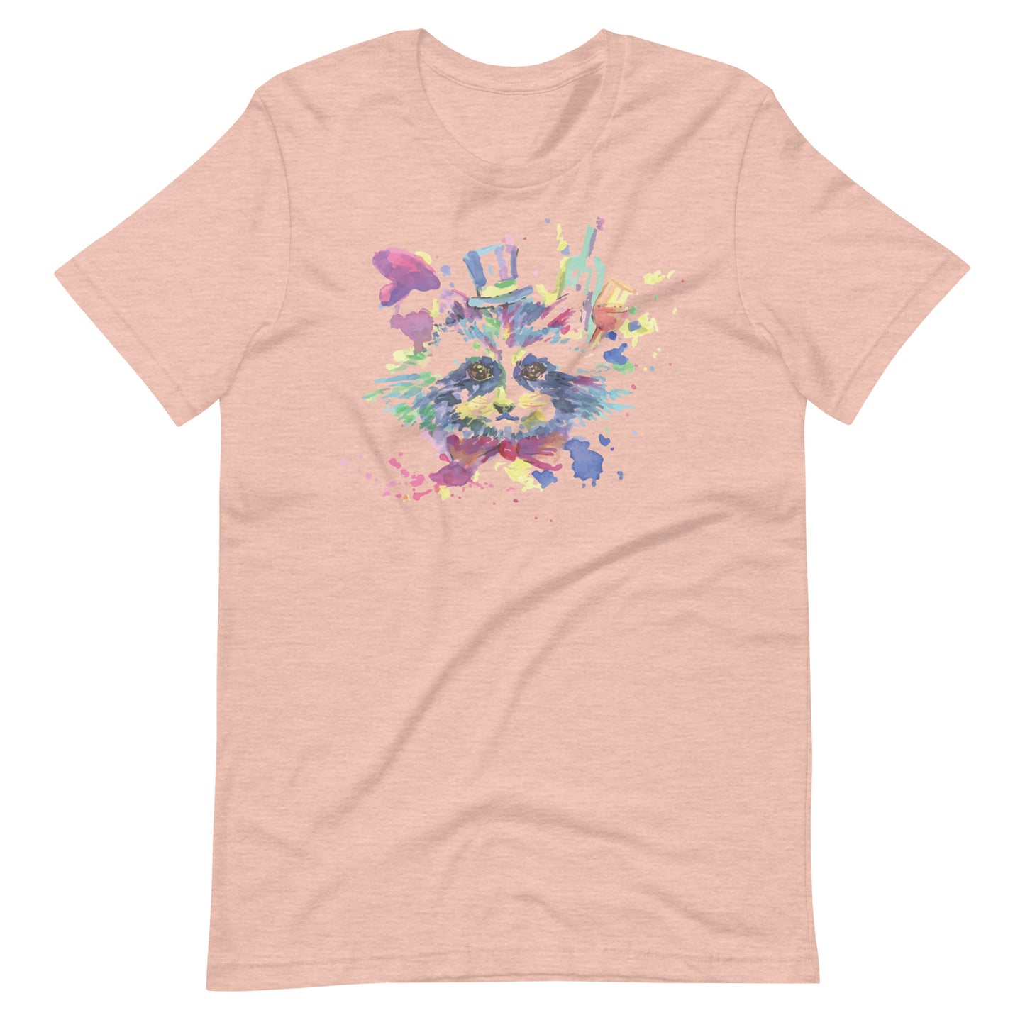 Printagon - Colorful Cat - Unisex T-shirt - Heather Prism Peach / XS