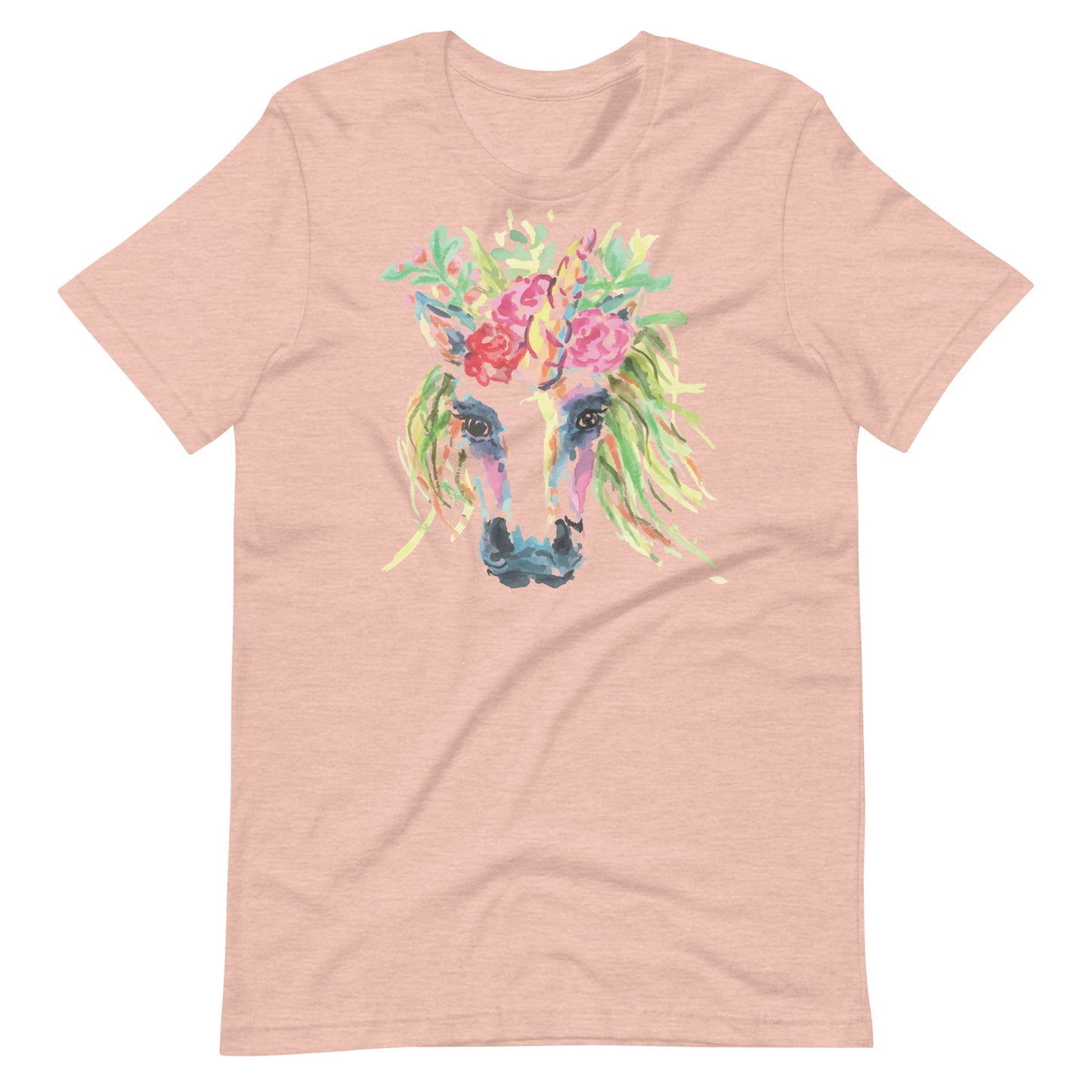 Printagon - Unicorn Head - T-shirt - Heather Prism Peach / XS