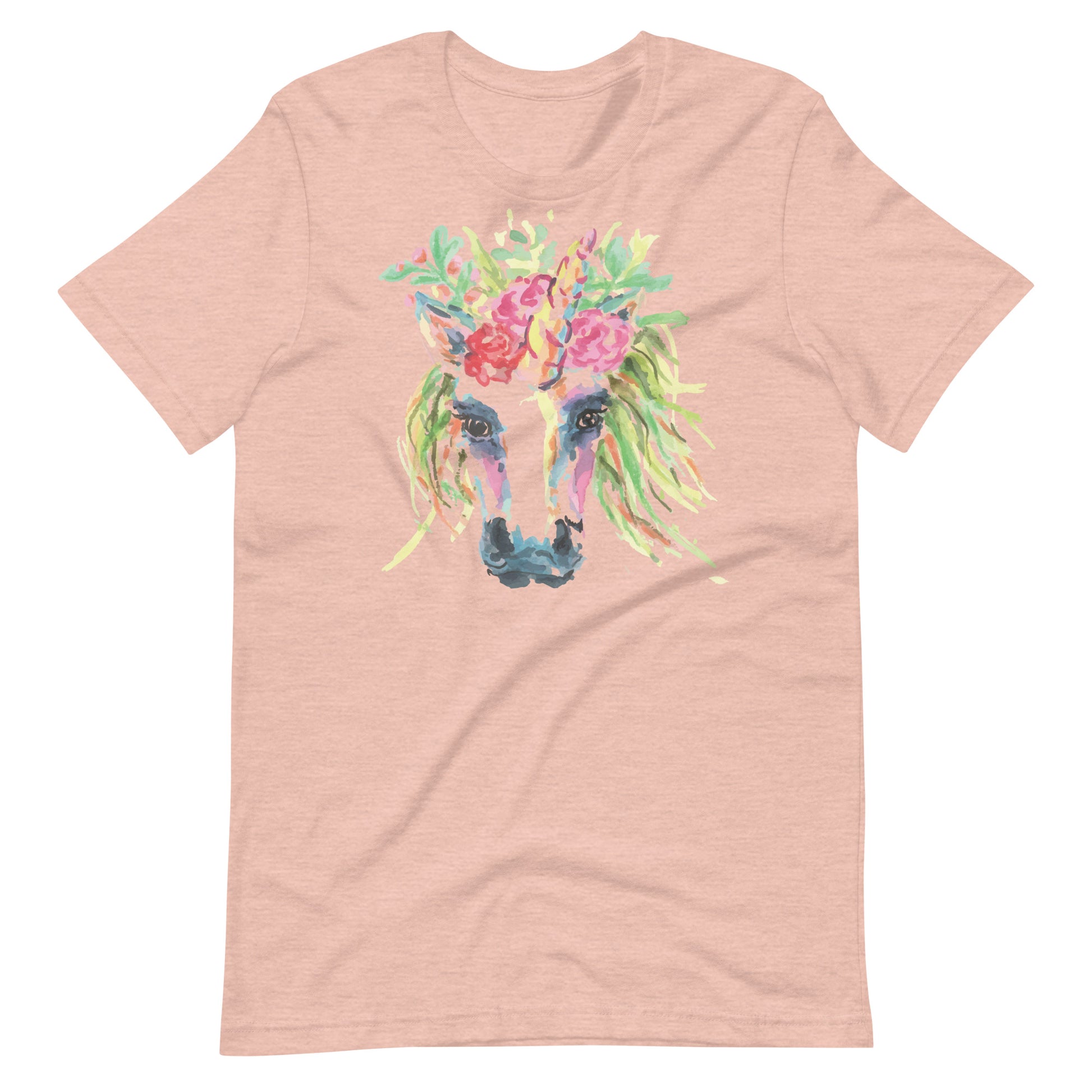 Printagon - Unicorn Head - T-shirt - Heather Prism Peach / XS