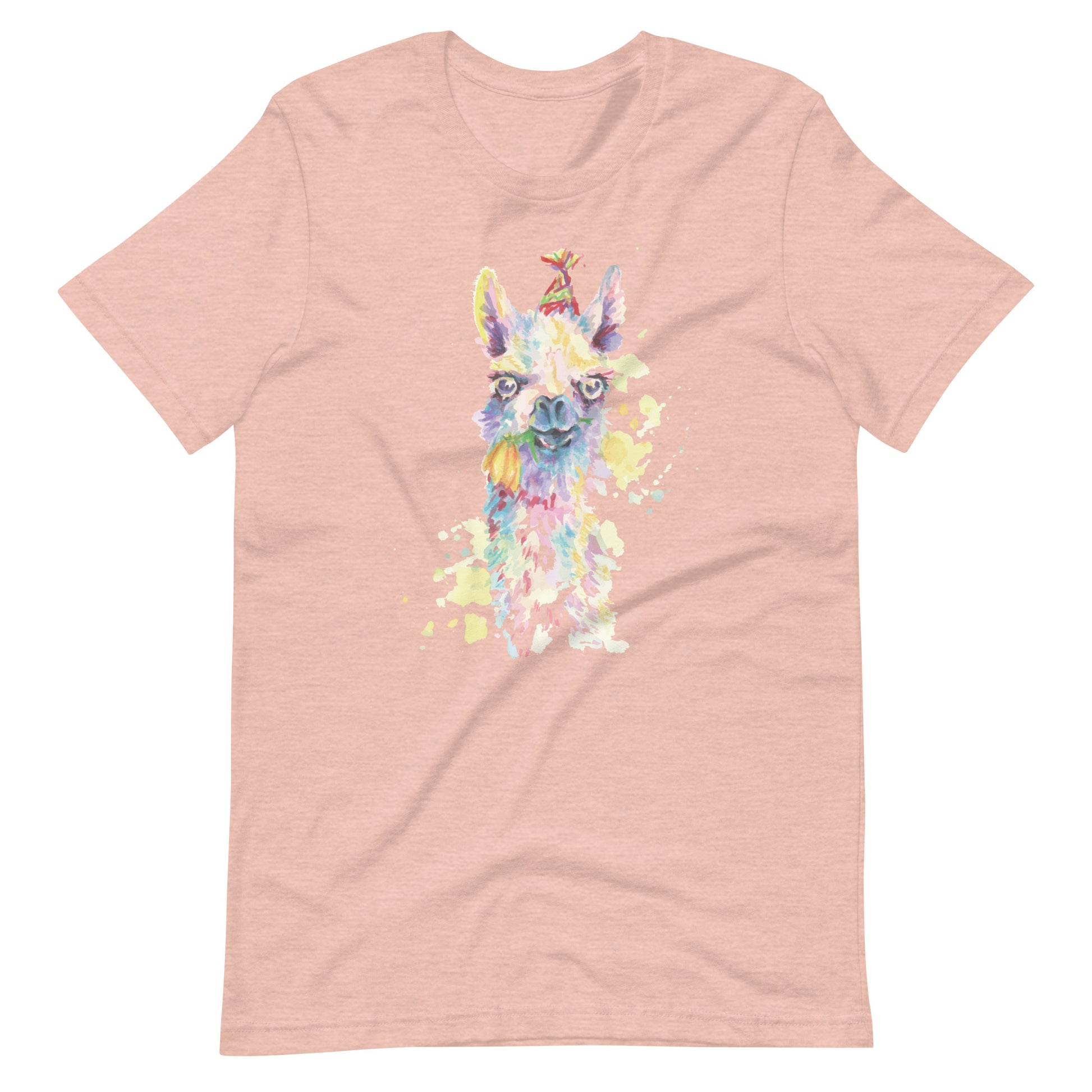 Printagon - Cute Dog In A Party - Unisex T-shirt - Heather Prism Peach / XS