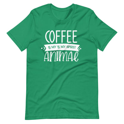 Printagon - Coffee is my Spirit Animal - White - Unisex t-shirt - Kelly / XS