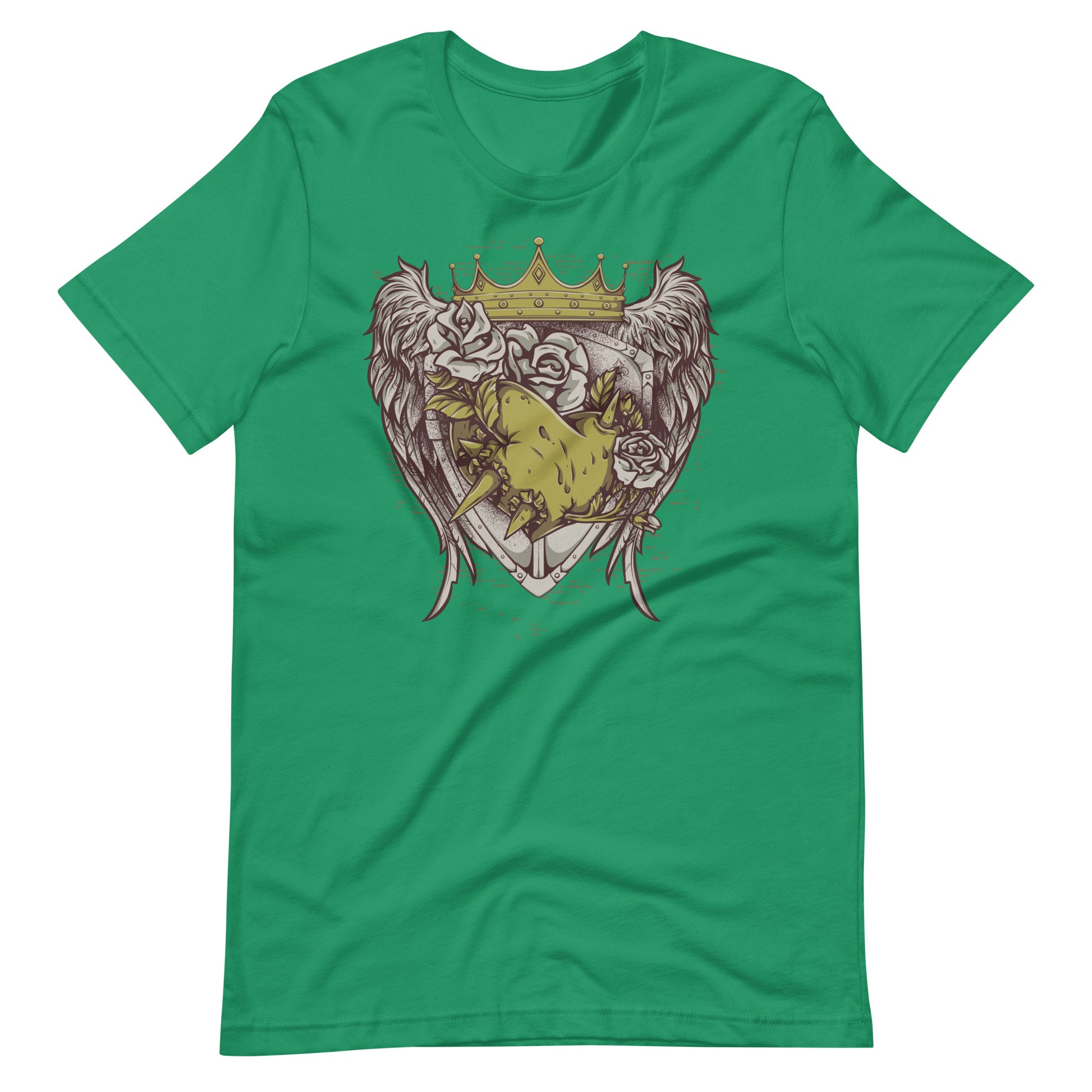 Printagon - Roses with Crown and Wings - T-shirt - Kelly / XS