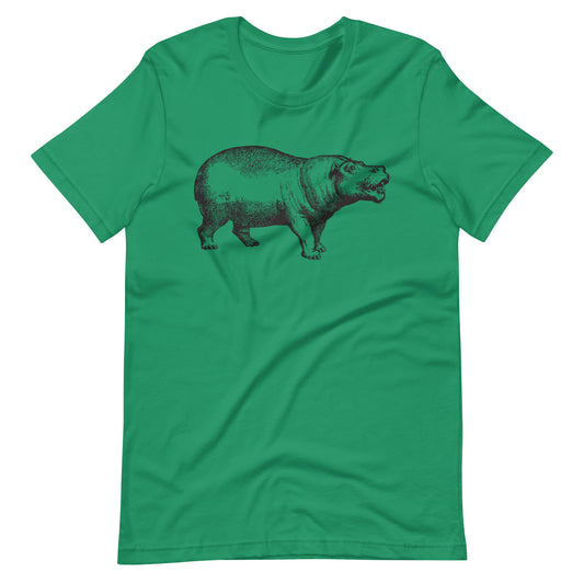 Printagon - Hippopotamus - Unisex T-shirt - Kelly / XS