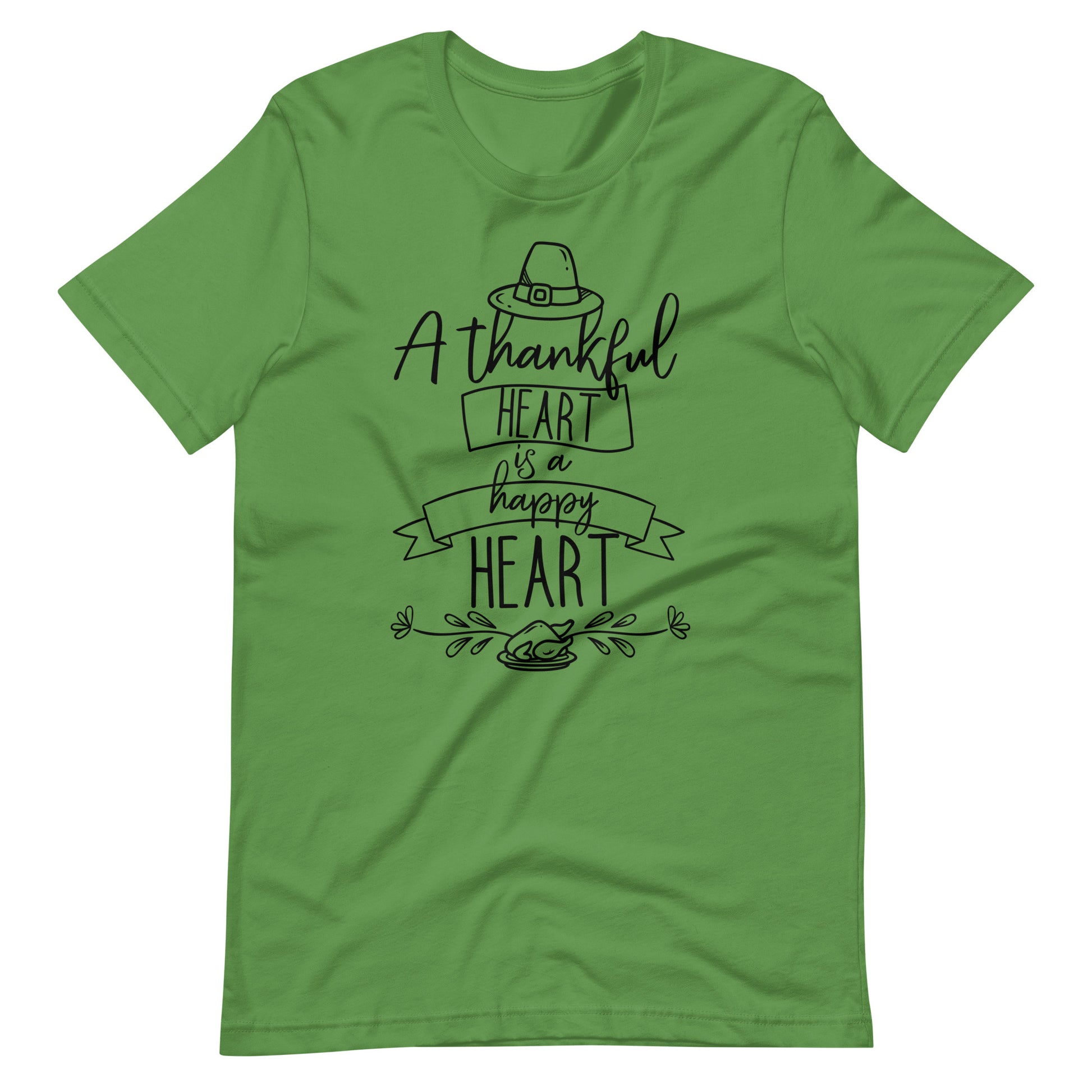 Printagon - A Thankful Heart is A Happy Heart - Unisex T-shirt - Leaf / S