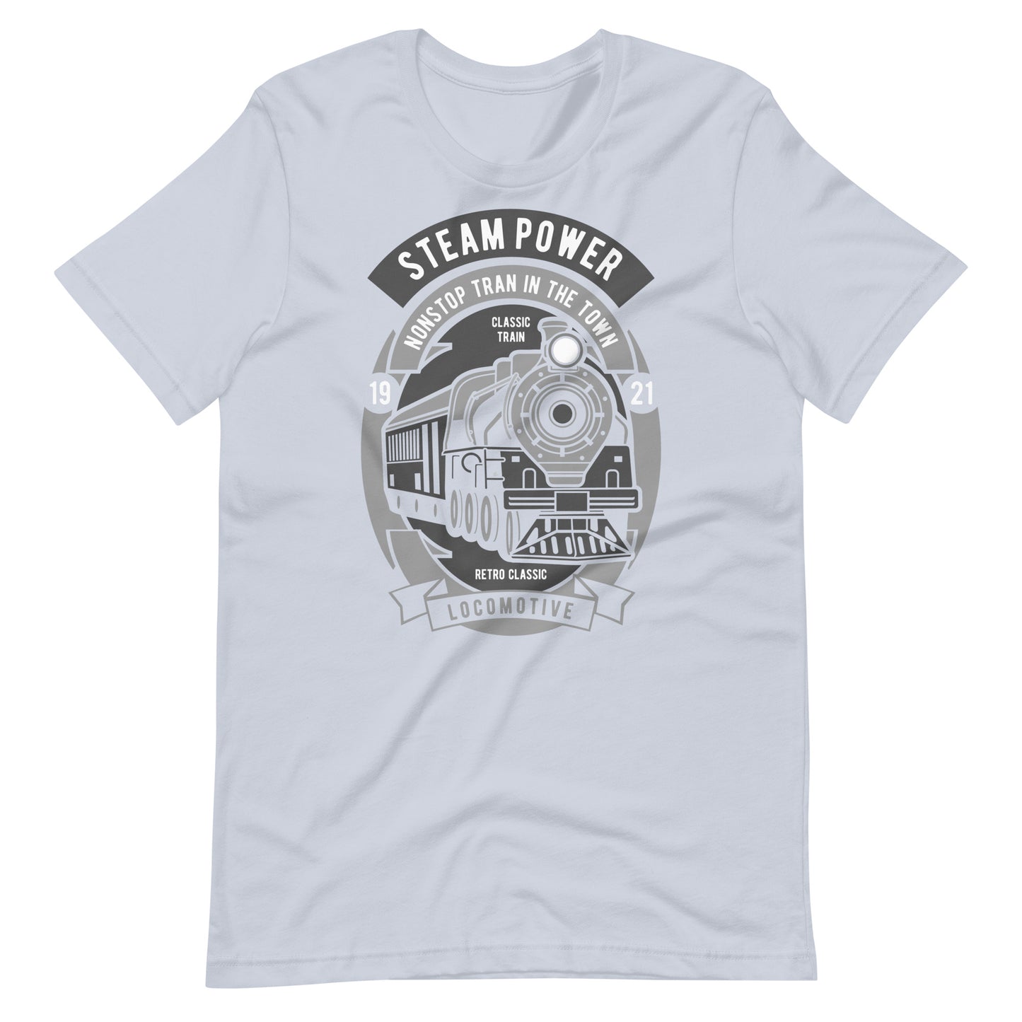 Steam Power Nonstop Train In The Town - T-shirt - Light Blue / XS Printagon