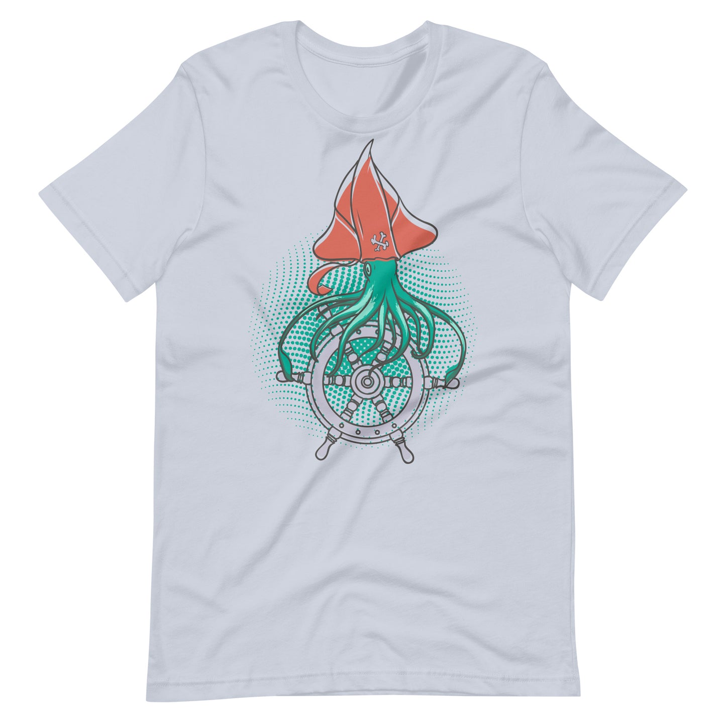 Printagon - Squid Pirate - Unisex T-shirt - Light Blue / XS