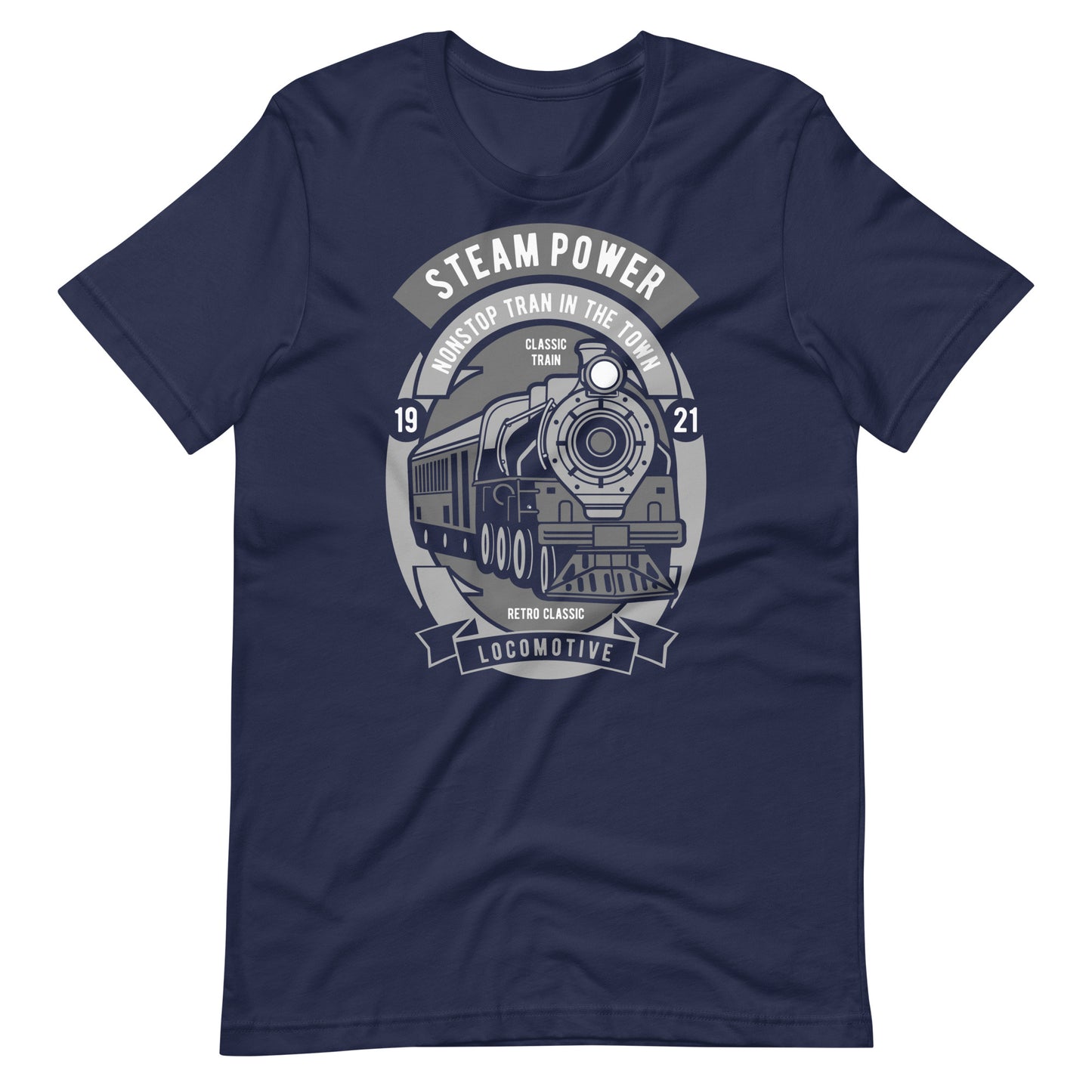 Steam Power Nonstop Train In The Town - T-shirt - Navy / XS Printagon