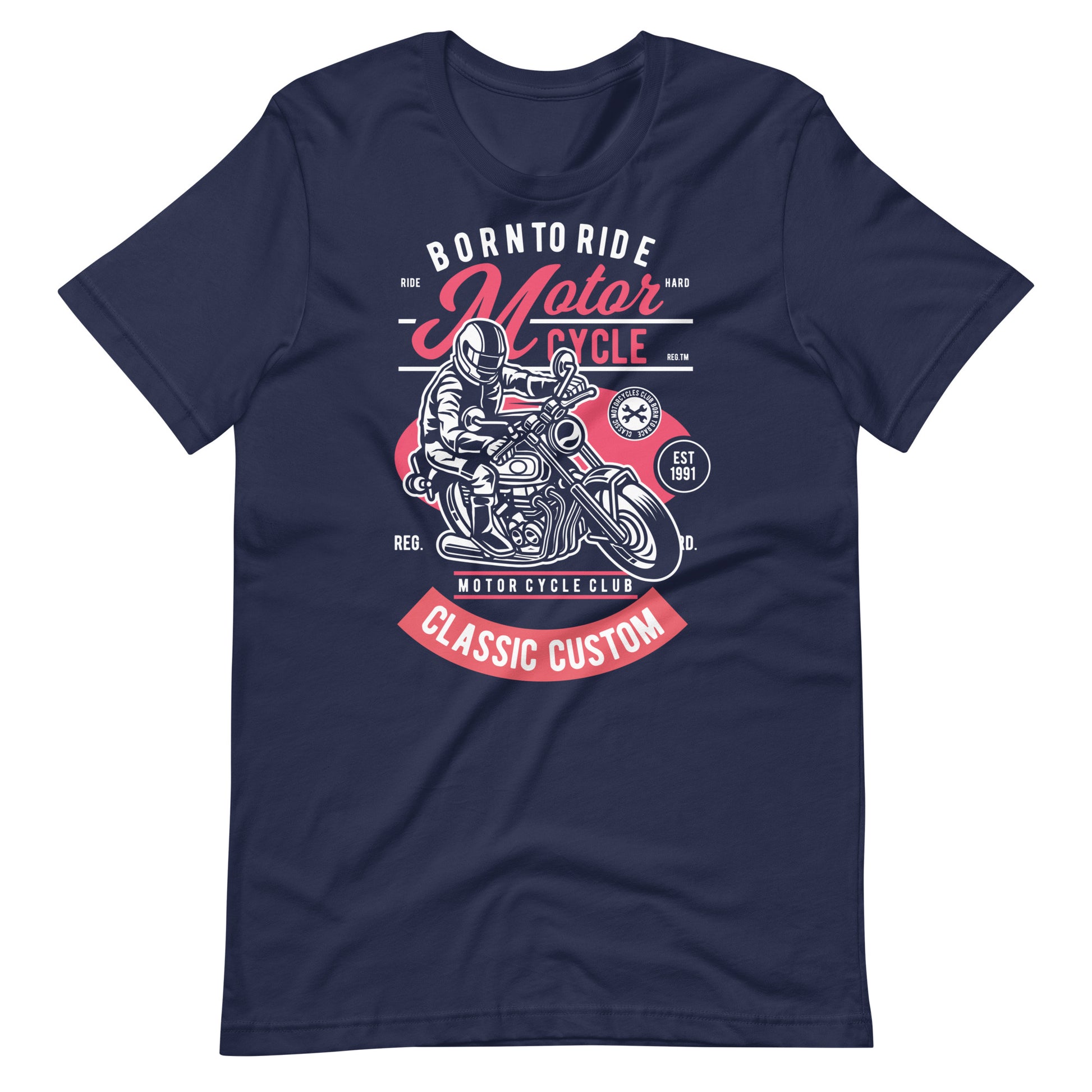 Printagon - Born To Ride Motor Cycle - T-shirt - Navy / XS