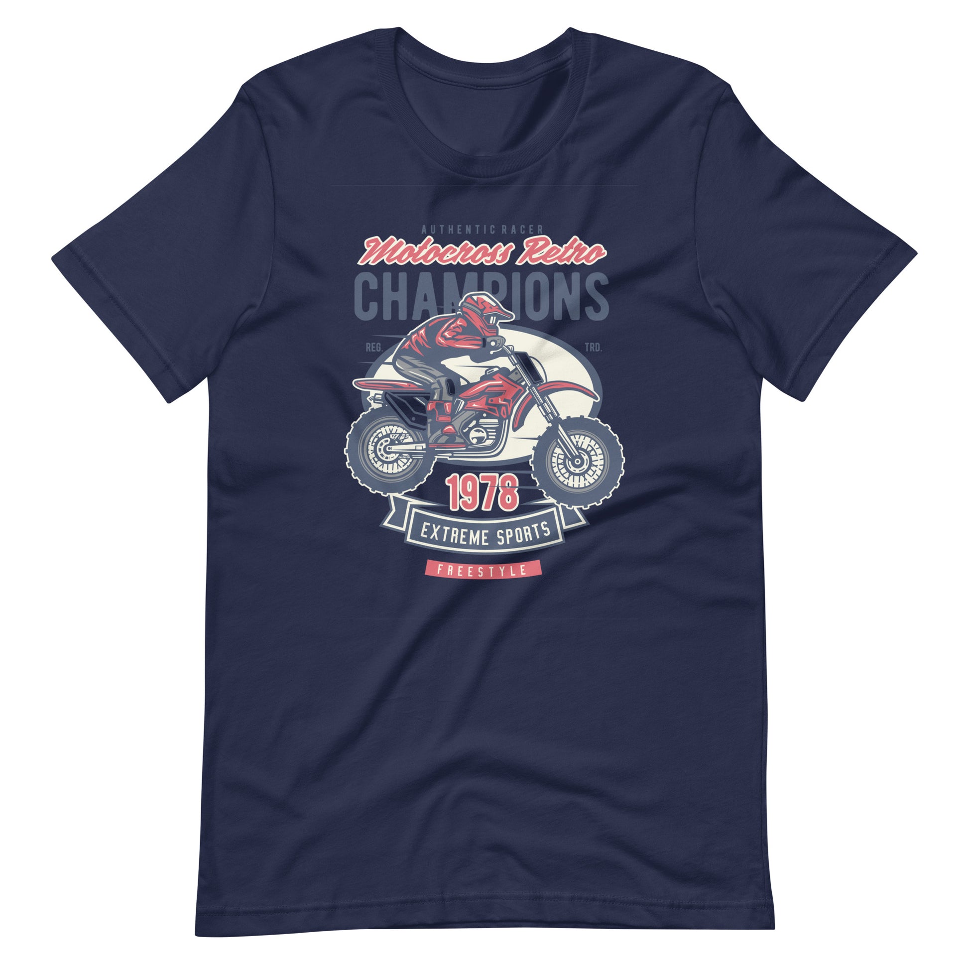 Printagon - Motocross Retro Champion - T-shirt - Navy / XS