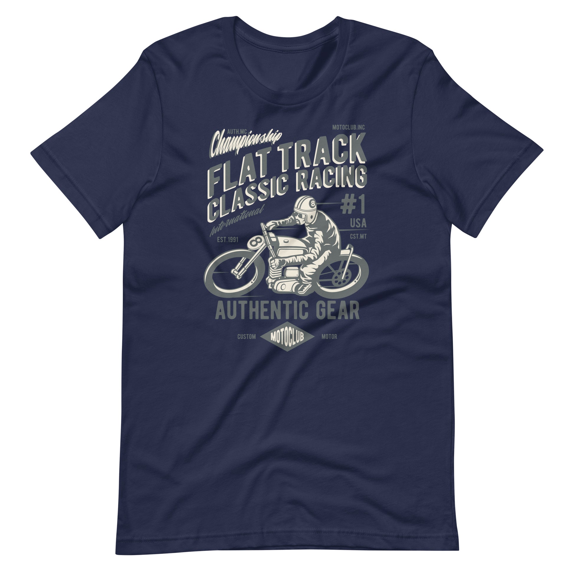 Printagon - Flat Track Classic Racing - T-shirt - Navy / XS