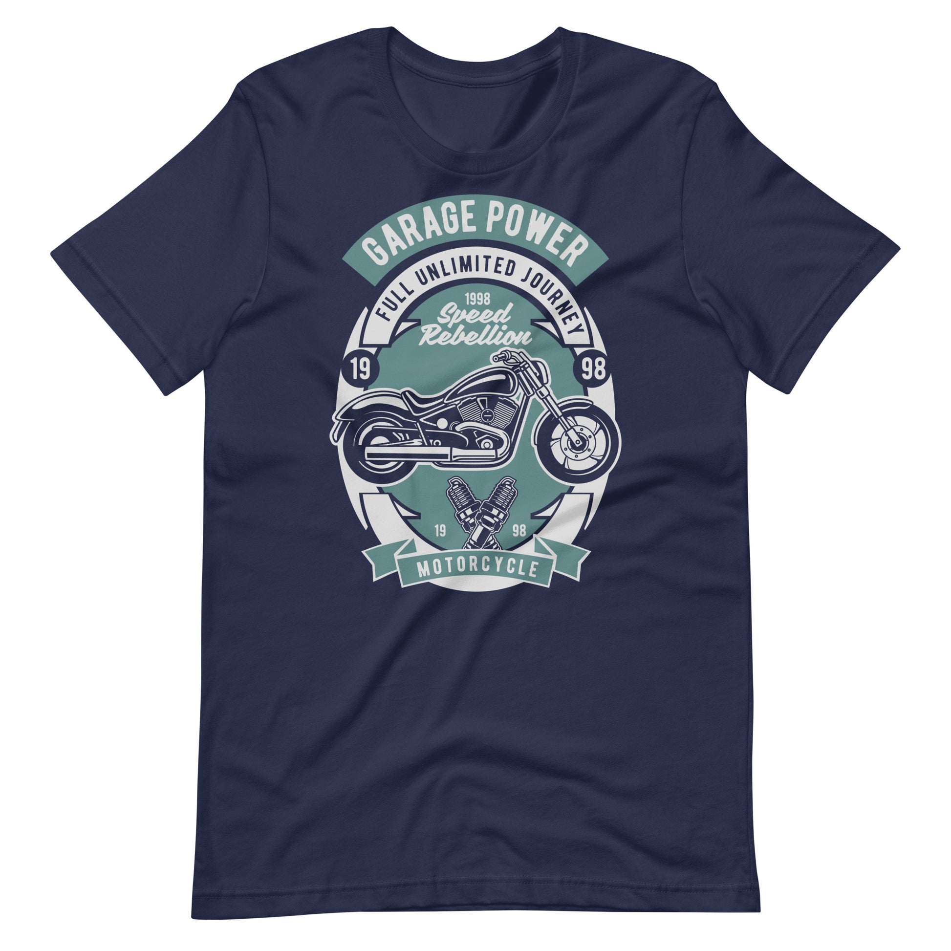 Printagon - Garage Power Motorcycle - T-shirt - Navy / XS