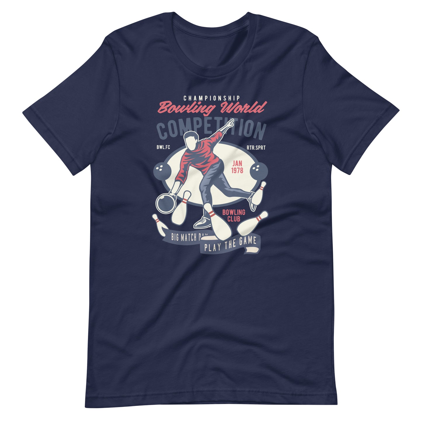 Printagon - Bowling world - Unisex T-shirt - Navy / XS