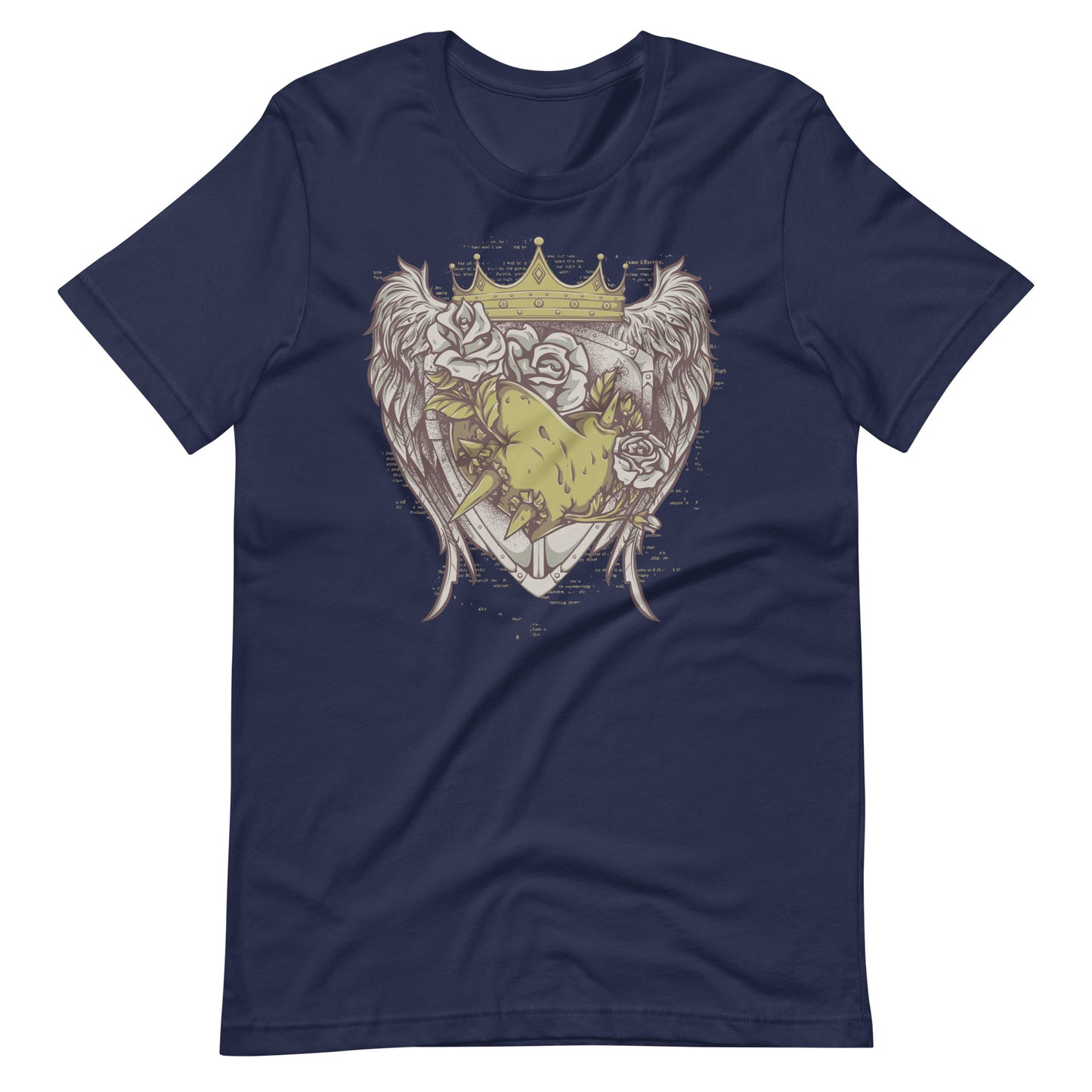 Printagon - Roses with Crown and Wings - T-shirt - Navy / XS