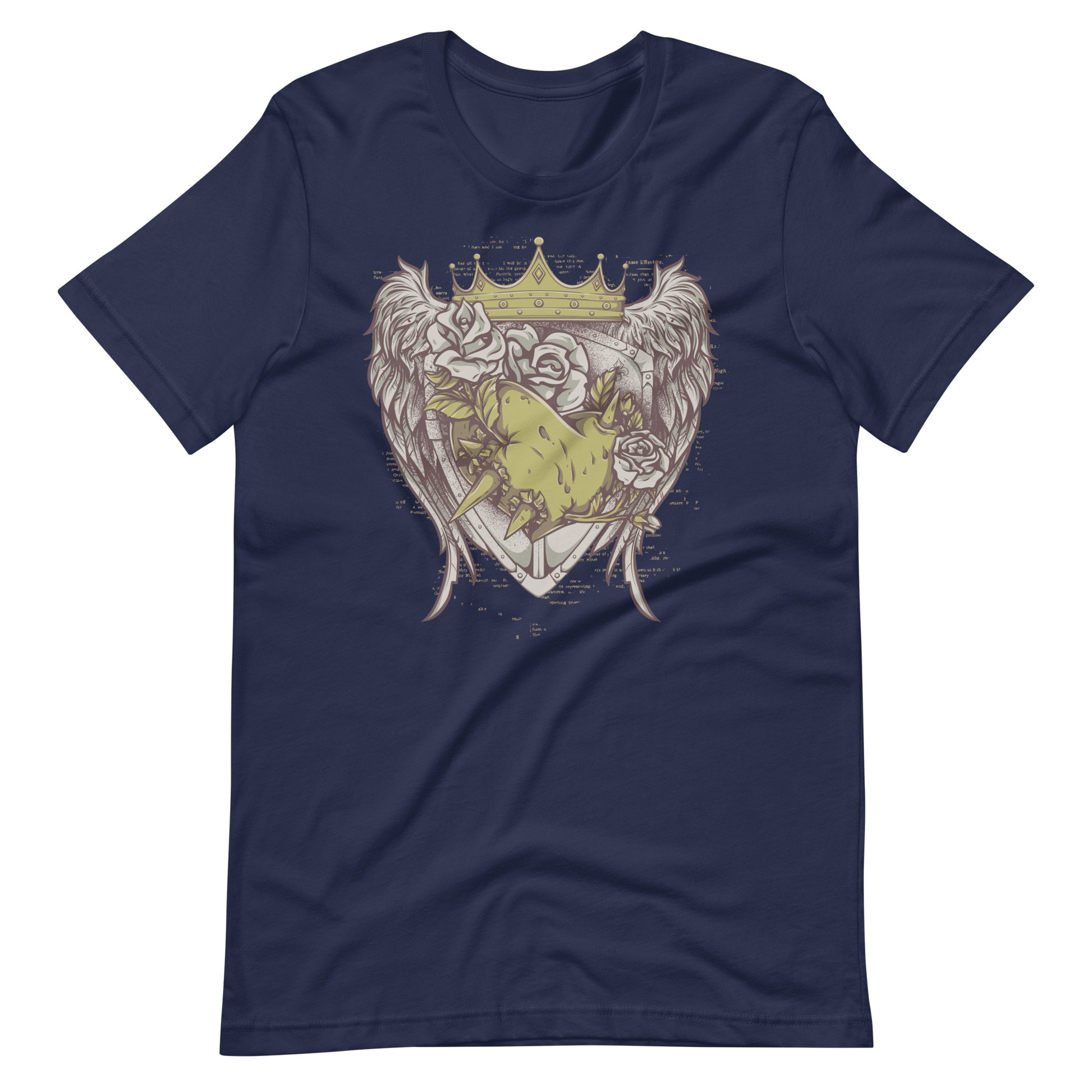 Printagon - Roses with Crown and Wings - T-shirt - Navy / XS