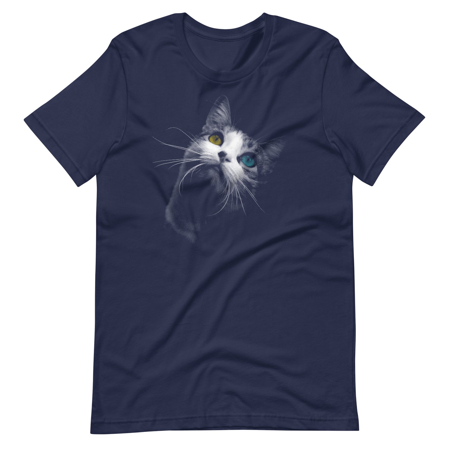 Printagon - Cat Looking Up - Unisex T-shirt - Navy / XS