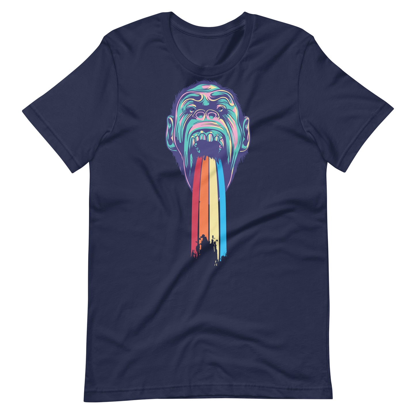 Printagon - Monkey Screams - Unisex T-shirt - Navy / XS