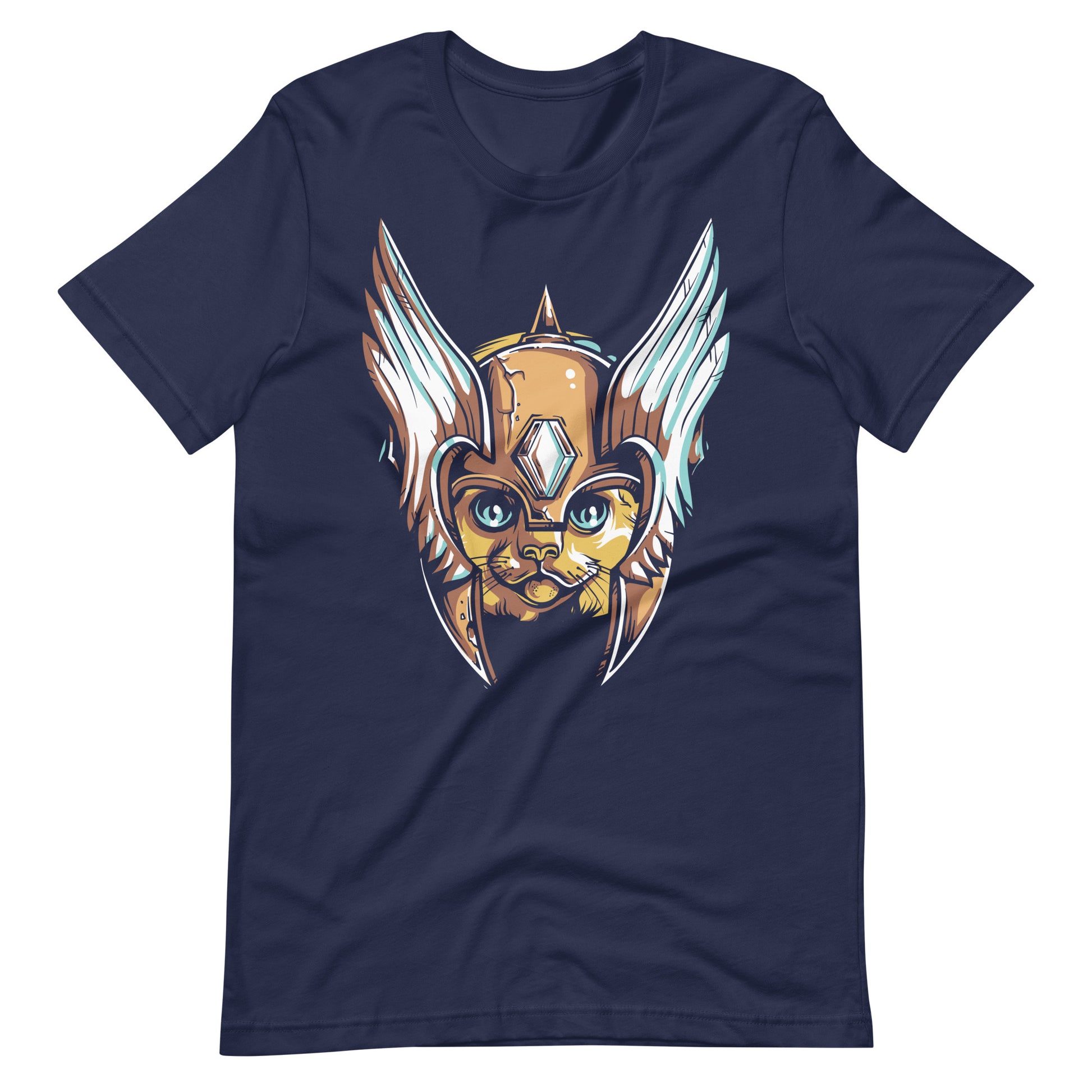 Printagon - Armored Cat - Unisex T-shirt - Navy / XS