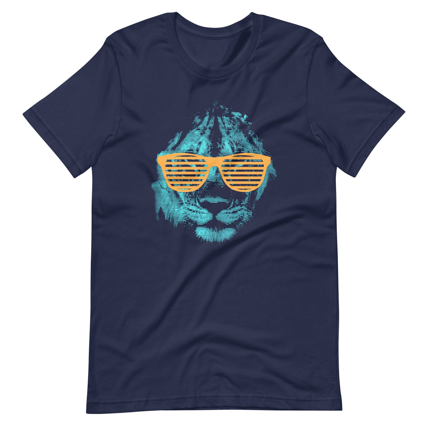 Printagon - Lion with Shades 002 - Unisex T-shirt - Navy / XS