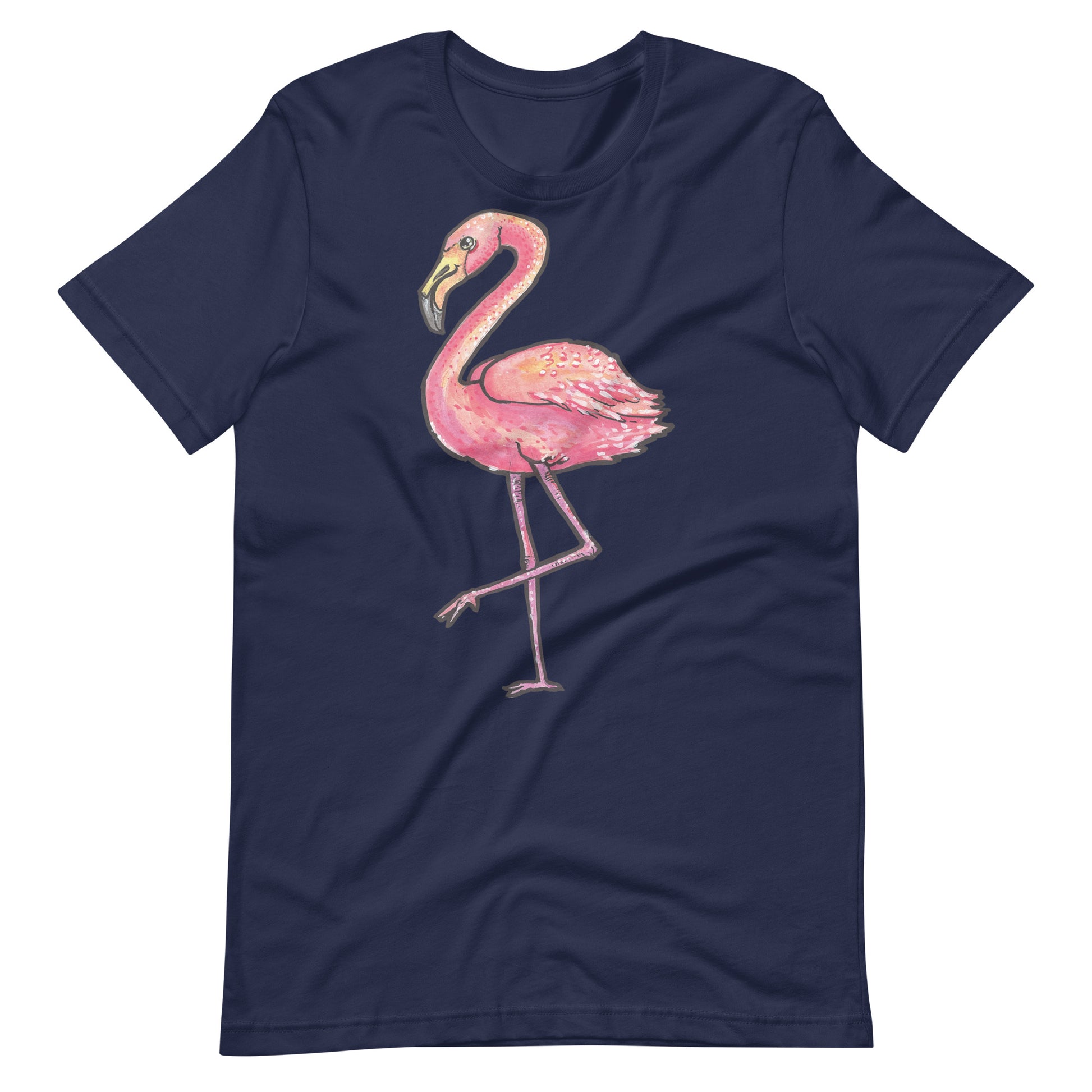 Printagon - Pink Ostrich - Unisex T-shirt - Navy / XS