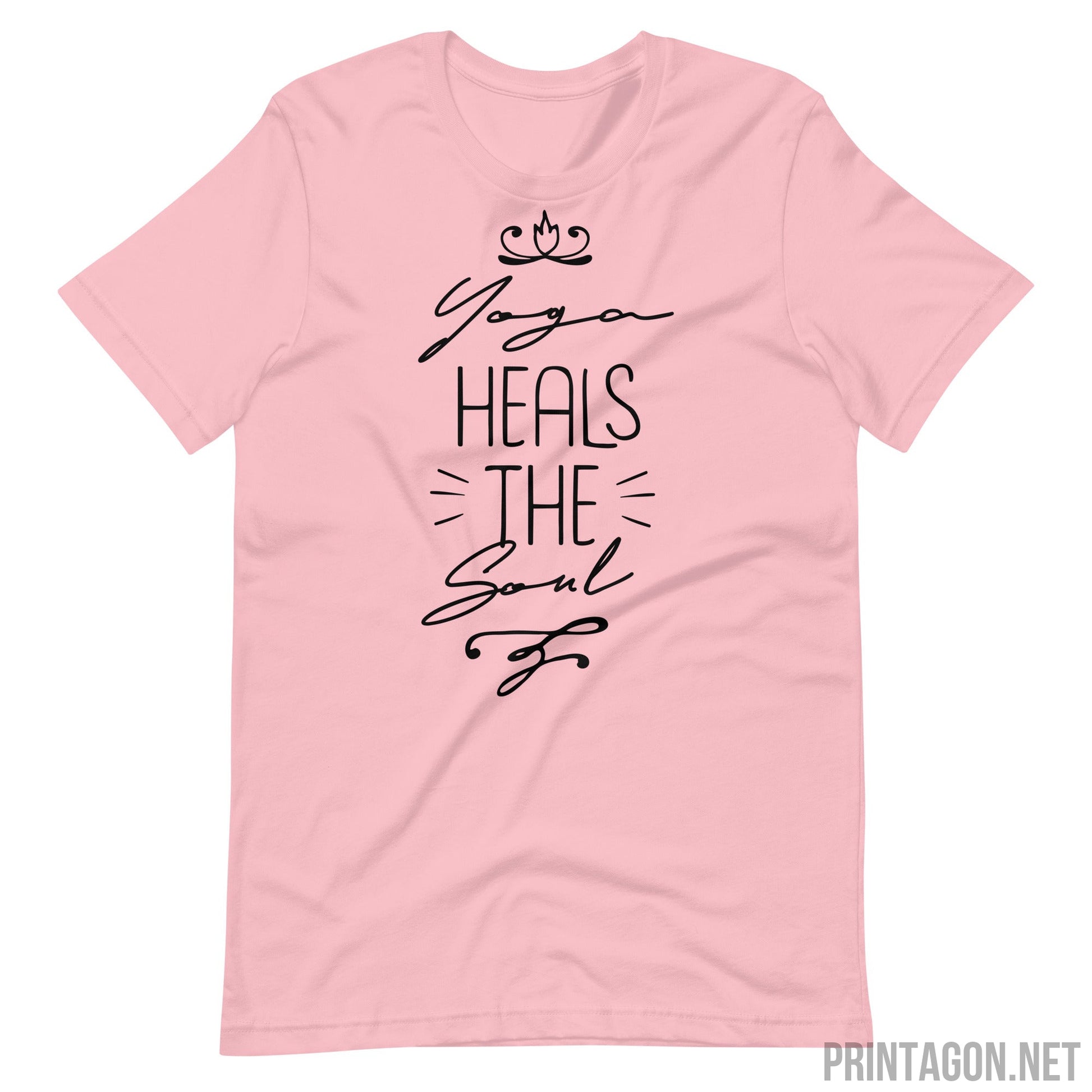 Yoga Heals The Soul - Unisex T-shirt - Pink / S Printagon