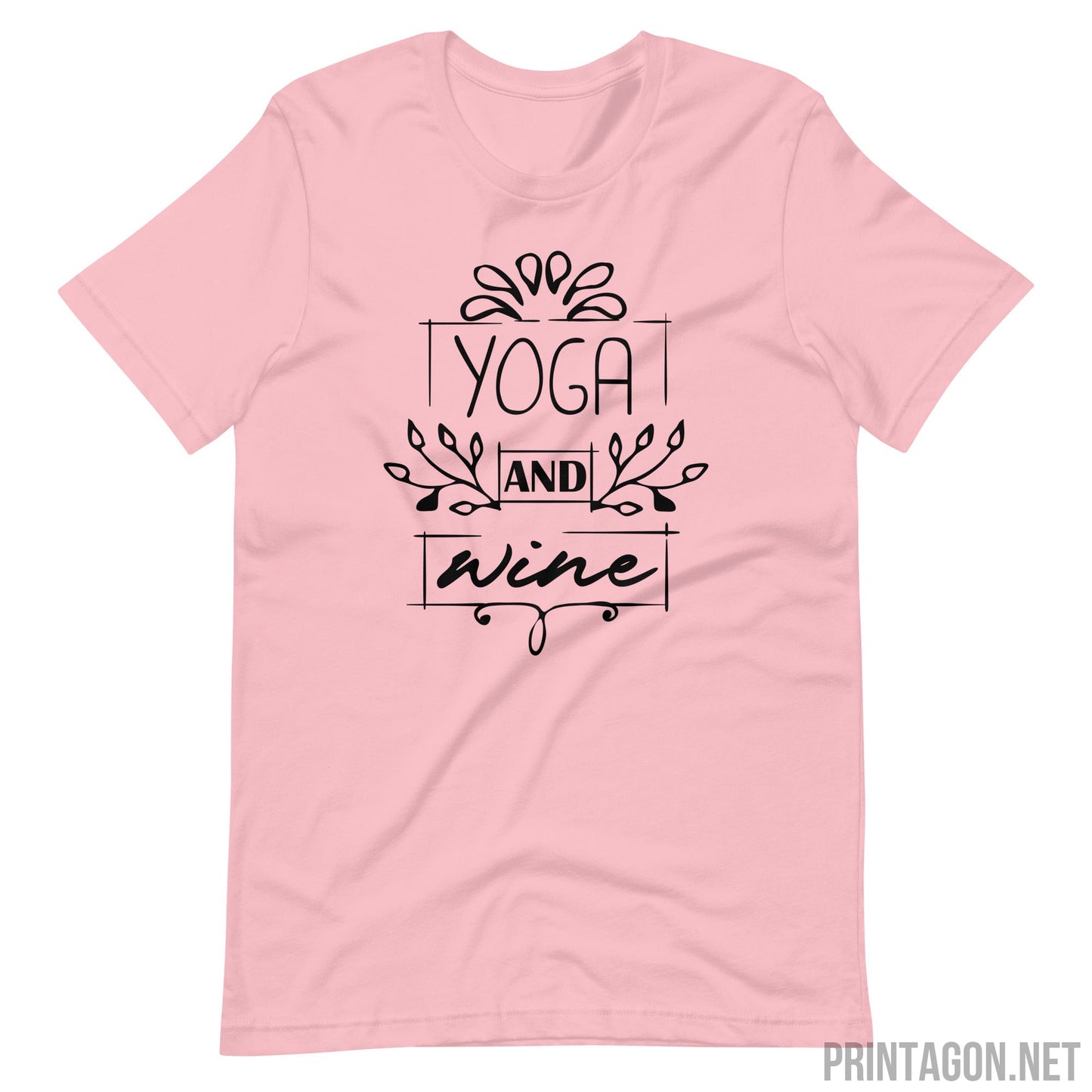 Yoga And Wine - Unisex T-shirt - Pink / S Printagon