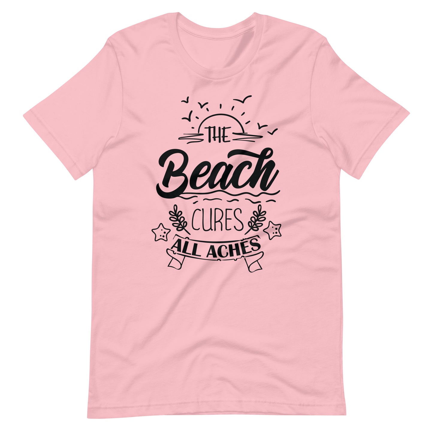 Printagon - Beach Cure All Aches - Unisex T-shirt - Pink / S