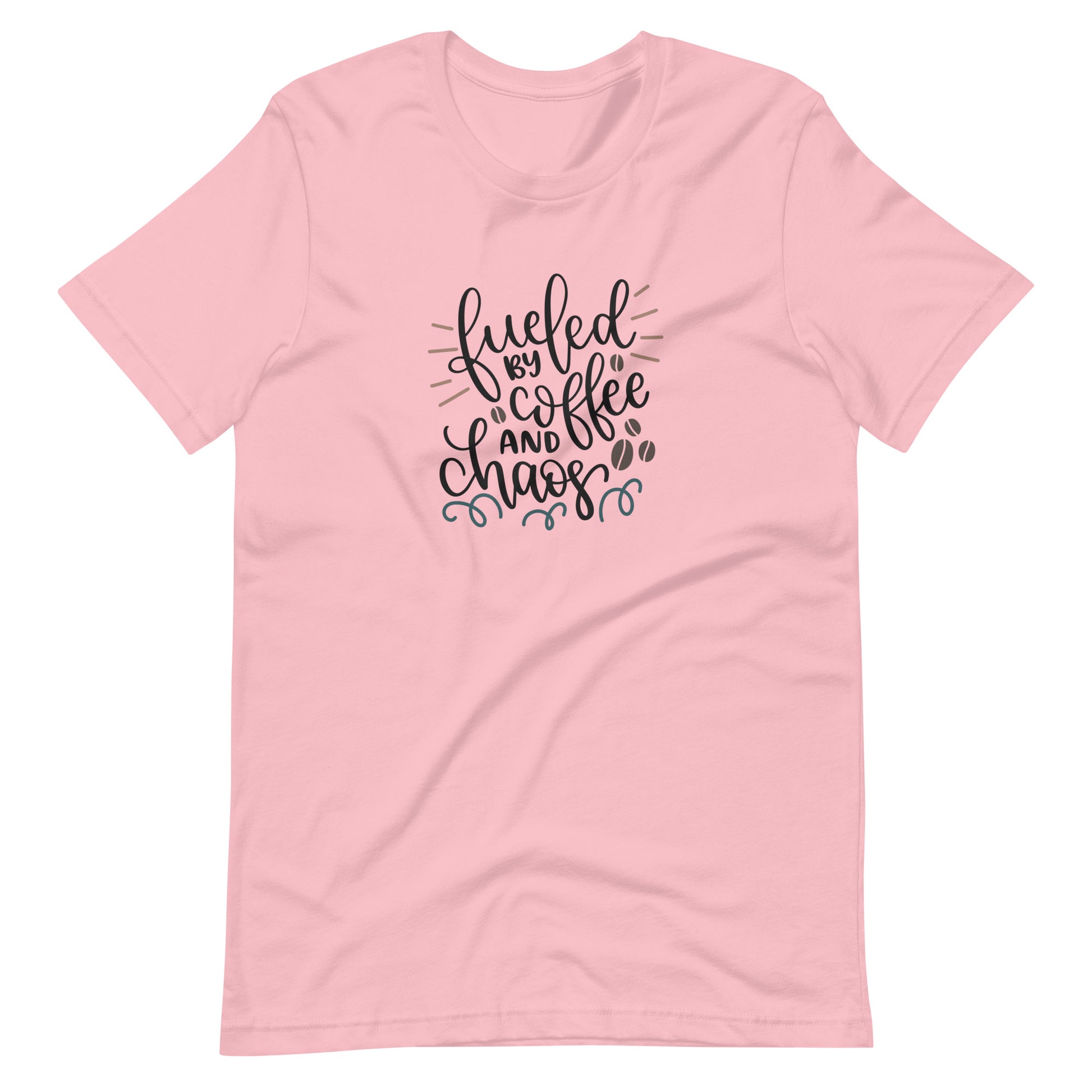 Printagon - Fueled By Coffee And Chaos - Unisex T-shirt - Pink / S