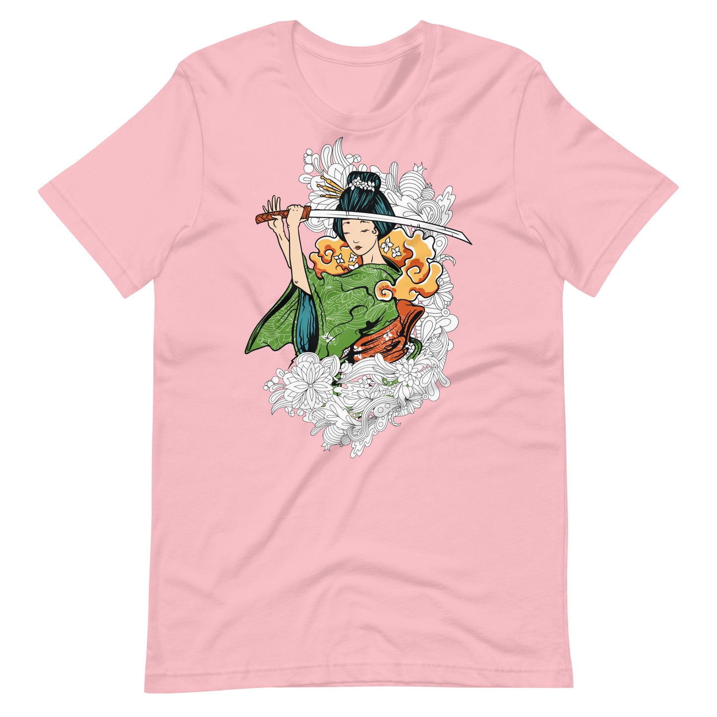 Printagon - Geisha With Sword 002 - T-shirt - Pink / S