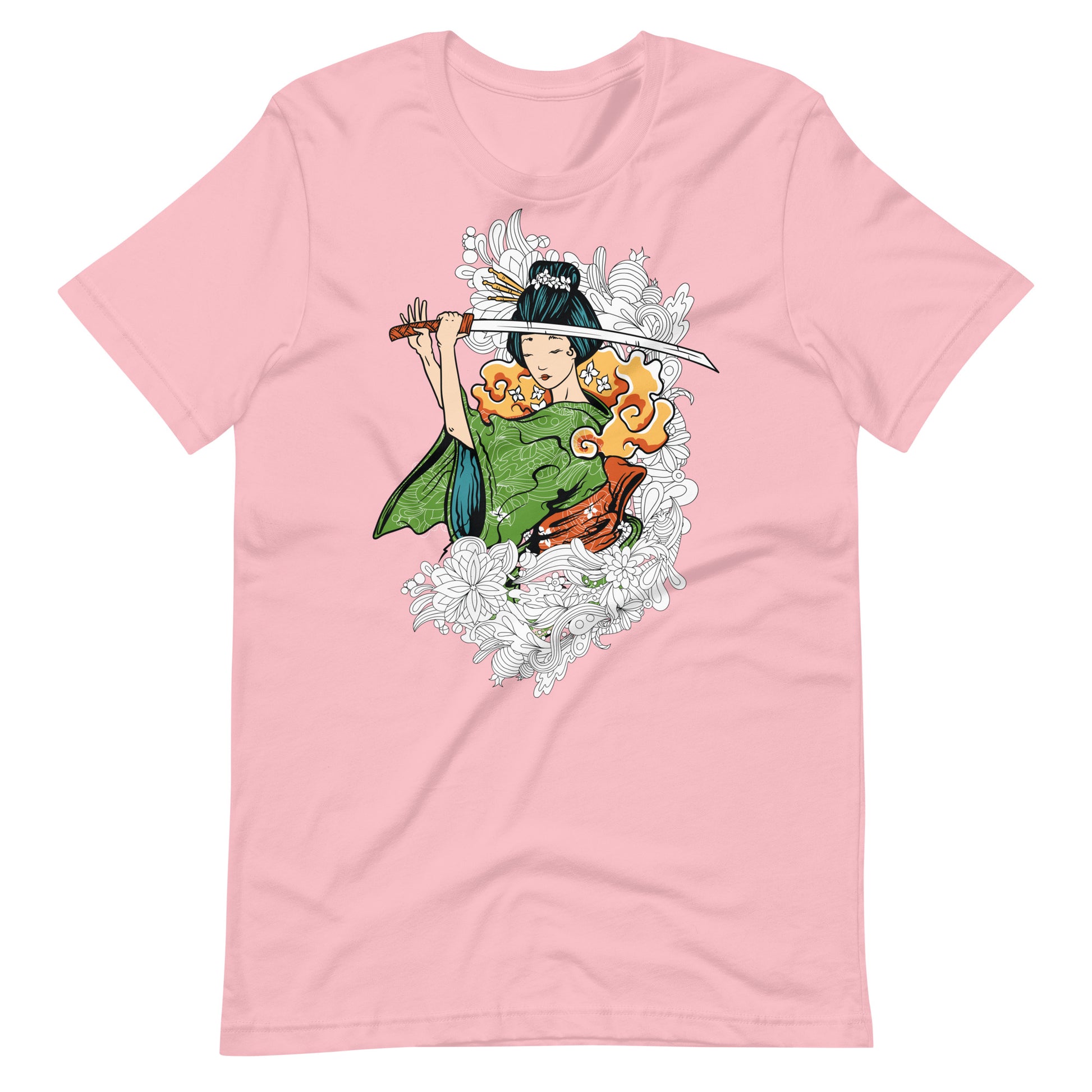 Printagon - Geisha With Sword 002 - T-shirt - Pink / S