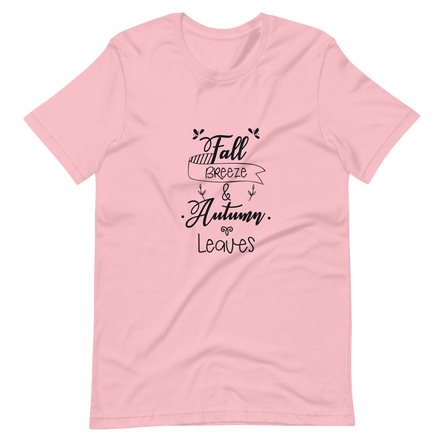 Printagon - Fall Breeze & Autumn Leaves 002 - Unisex T-shirt - Pink / S