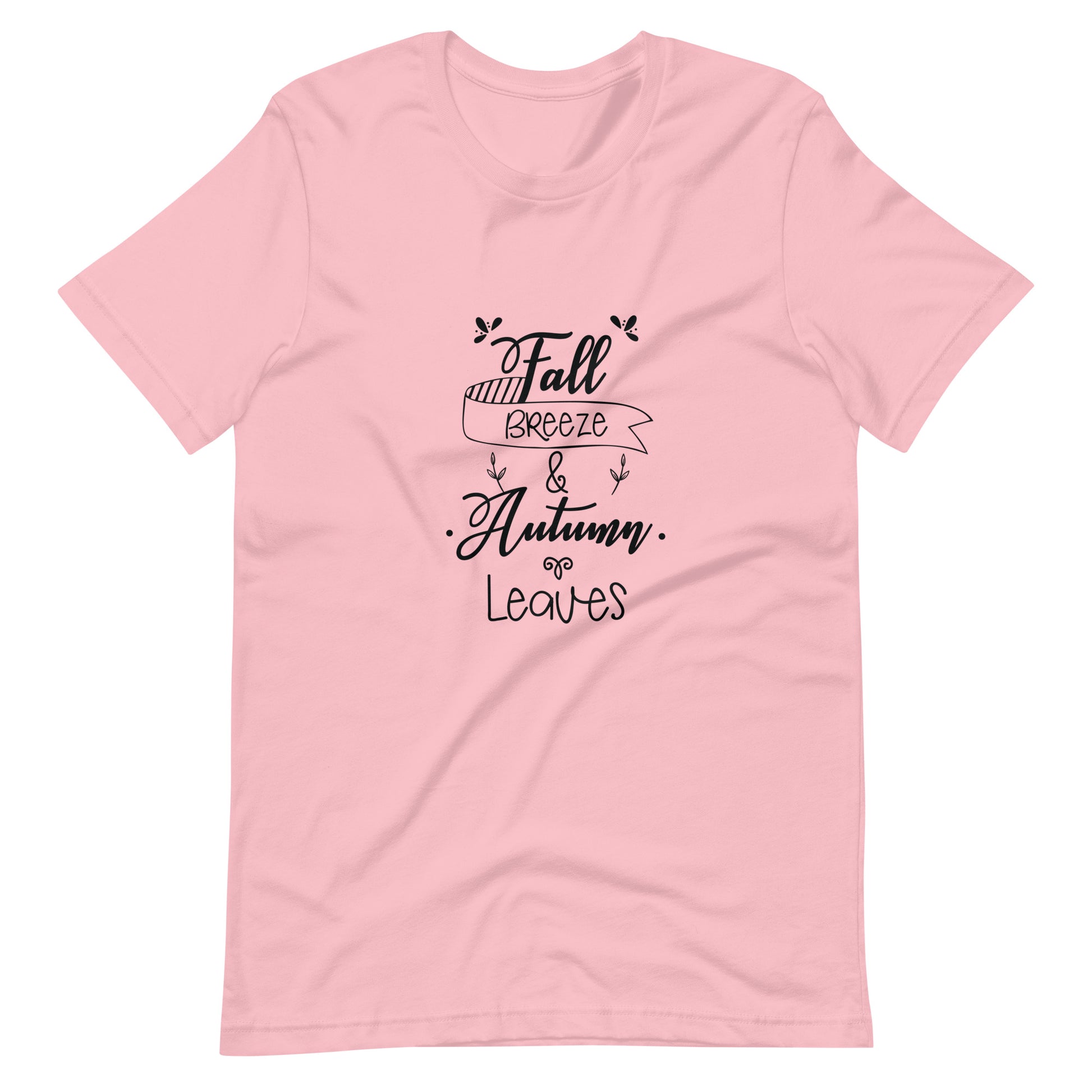 Printagon - Fall Breeze & Autumn Leaves 002 - Unisex T-shirt - Pink / S