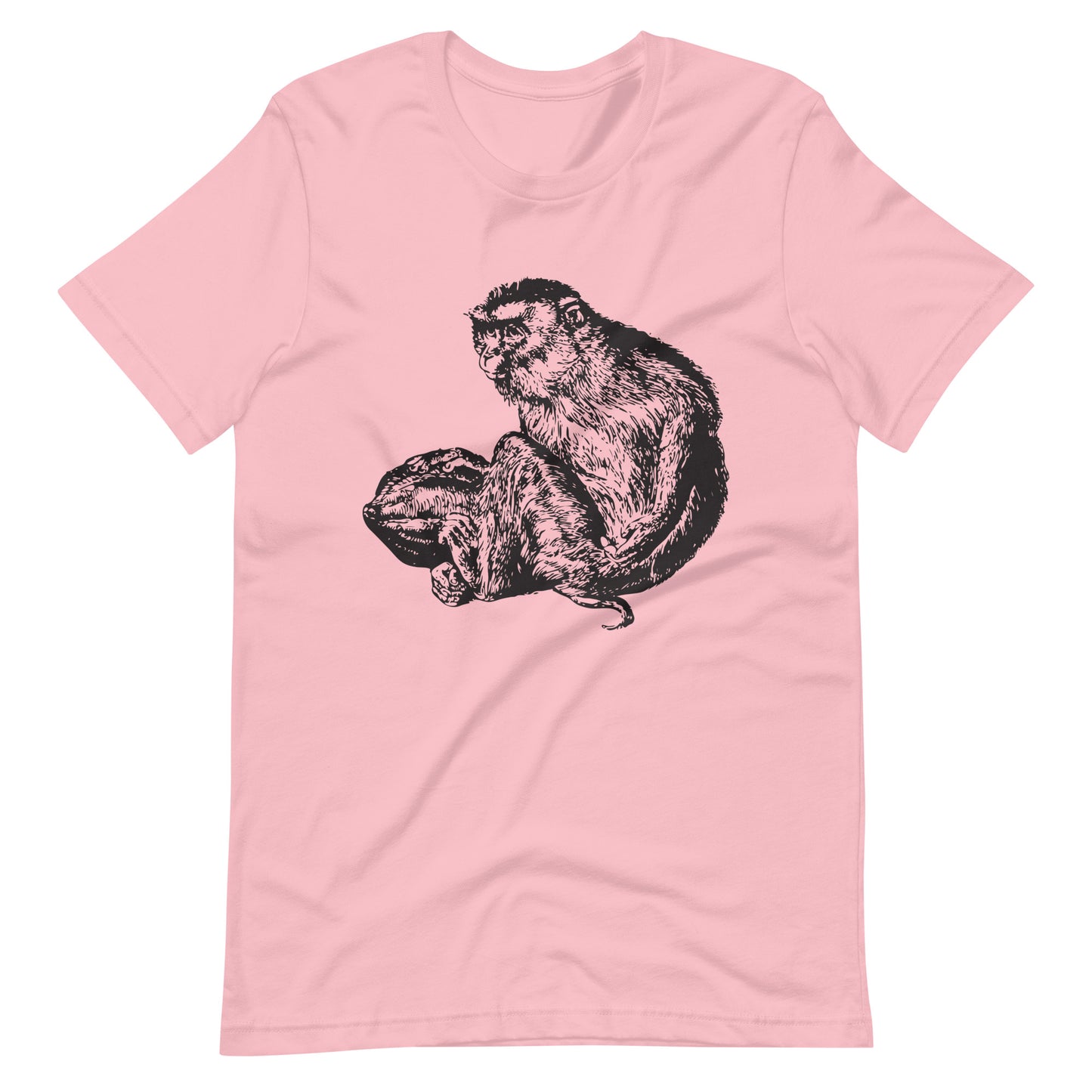 Printagon - Monkey 002 - Unisex T-shirt - Pink / S