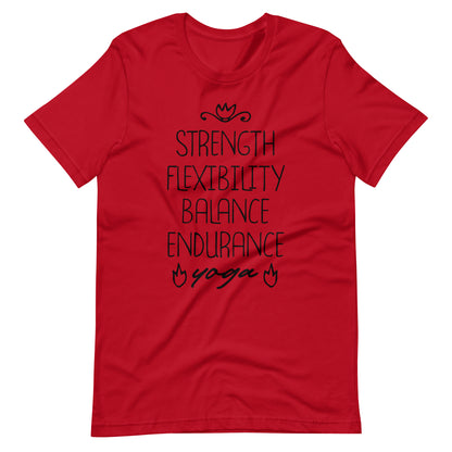 Strength Flexibility Balance Endurance Yoga - Red / XS Printagon