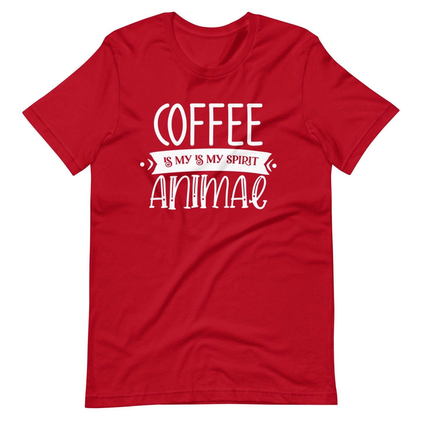 Printagon - Coffee is my Spirit Animal - White - Unisex t-shirt - Red / XS