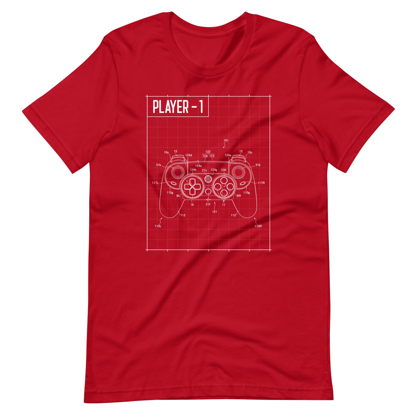 Player 1 Console 003 - Unisex T-shirt - Red / XS Printagon