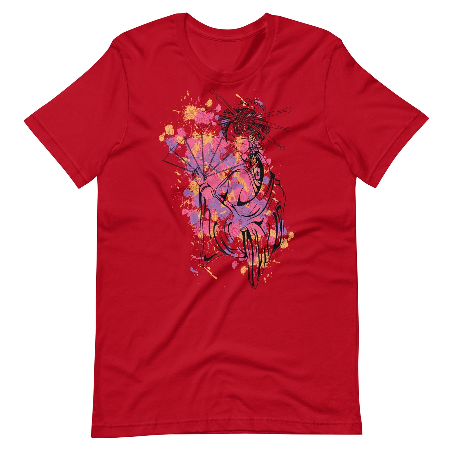 Swest Lady With Fan - Unisex T-shirt - Red / XS Printagon