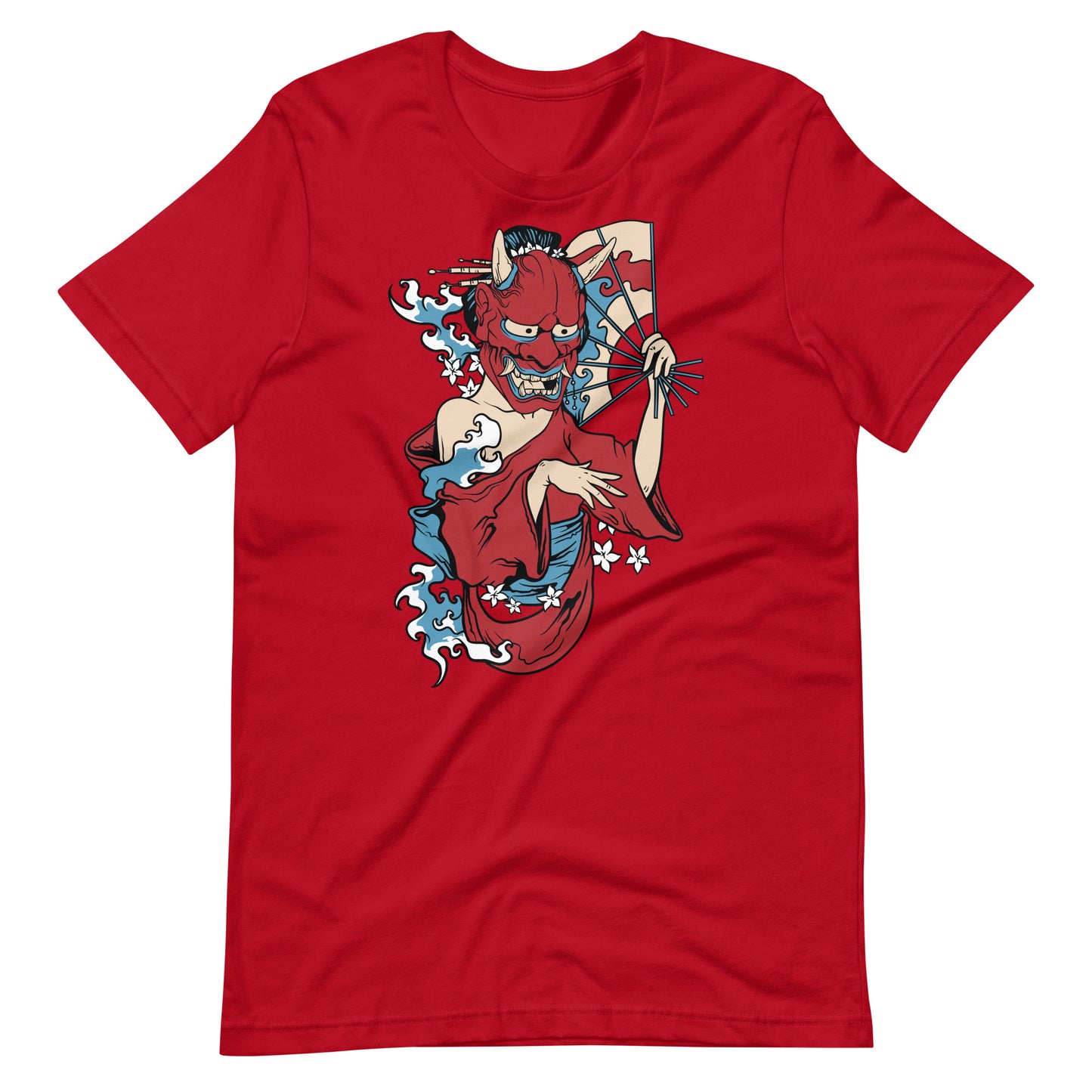 Printagon - Demon Mask Geisha - T-shirt - Red / XS