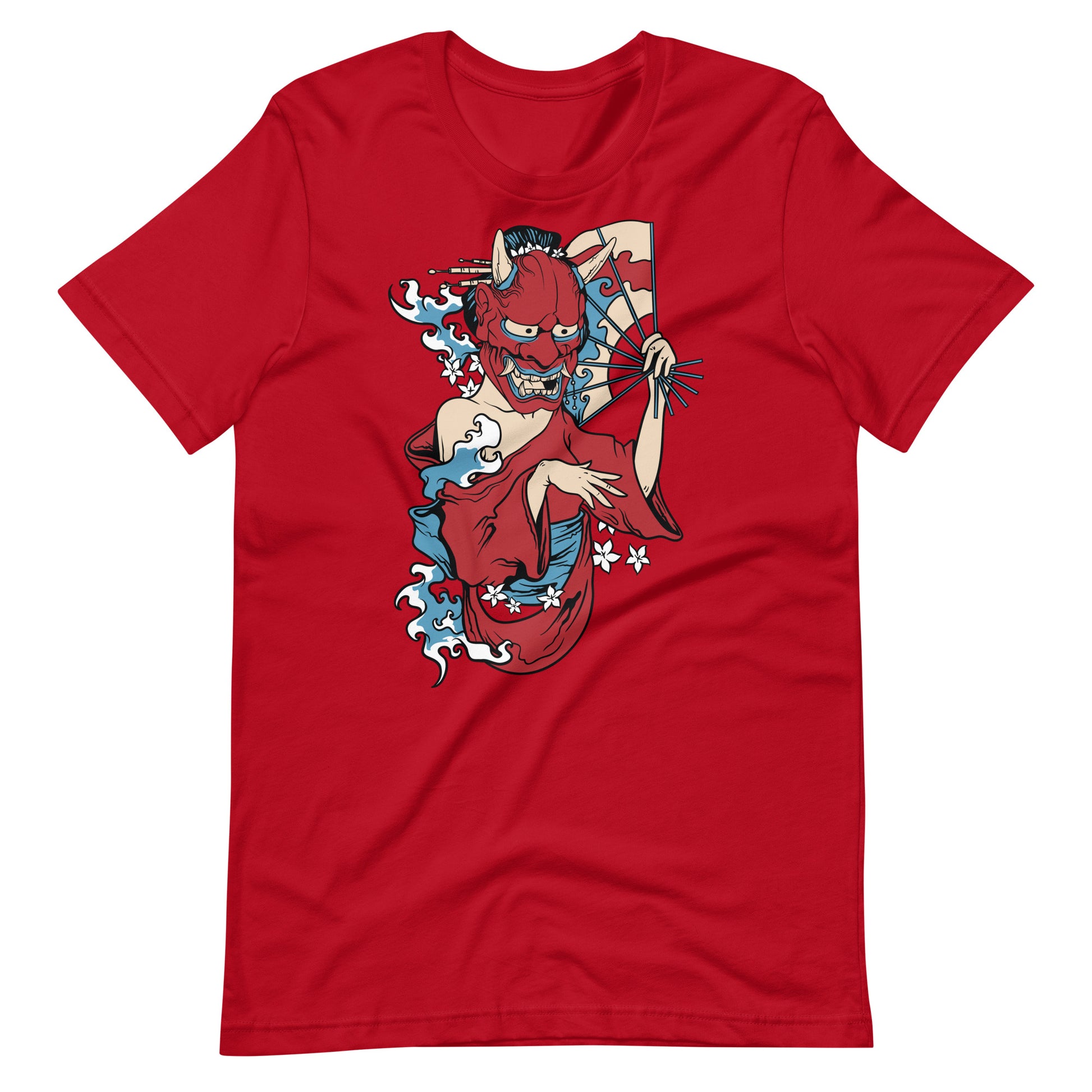 Printagon - Demon Mask Geisha - T-shirt - Red / XS