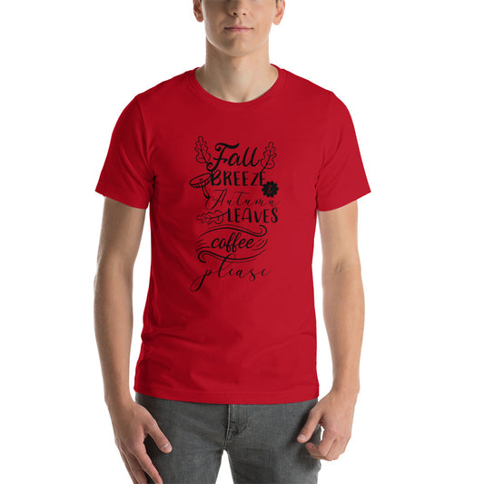 Printagon - Fall Breeze Autumn Leaves Coffee Please - Unisex T-shirt -