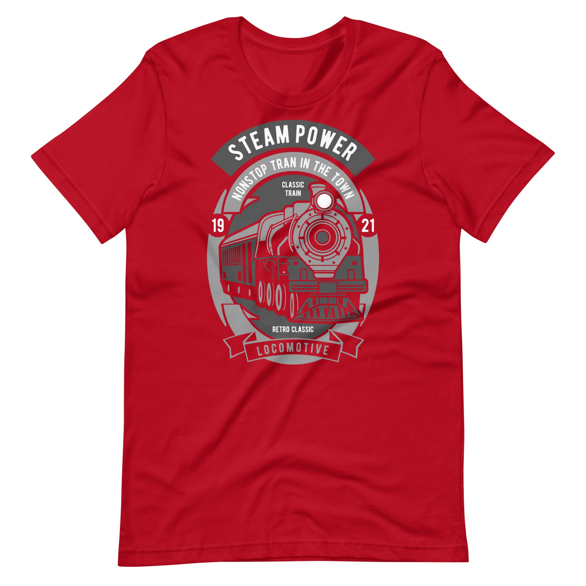 Steam Power Nonstop Train In The Town - T-shirt - Red / XS Printagon